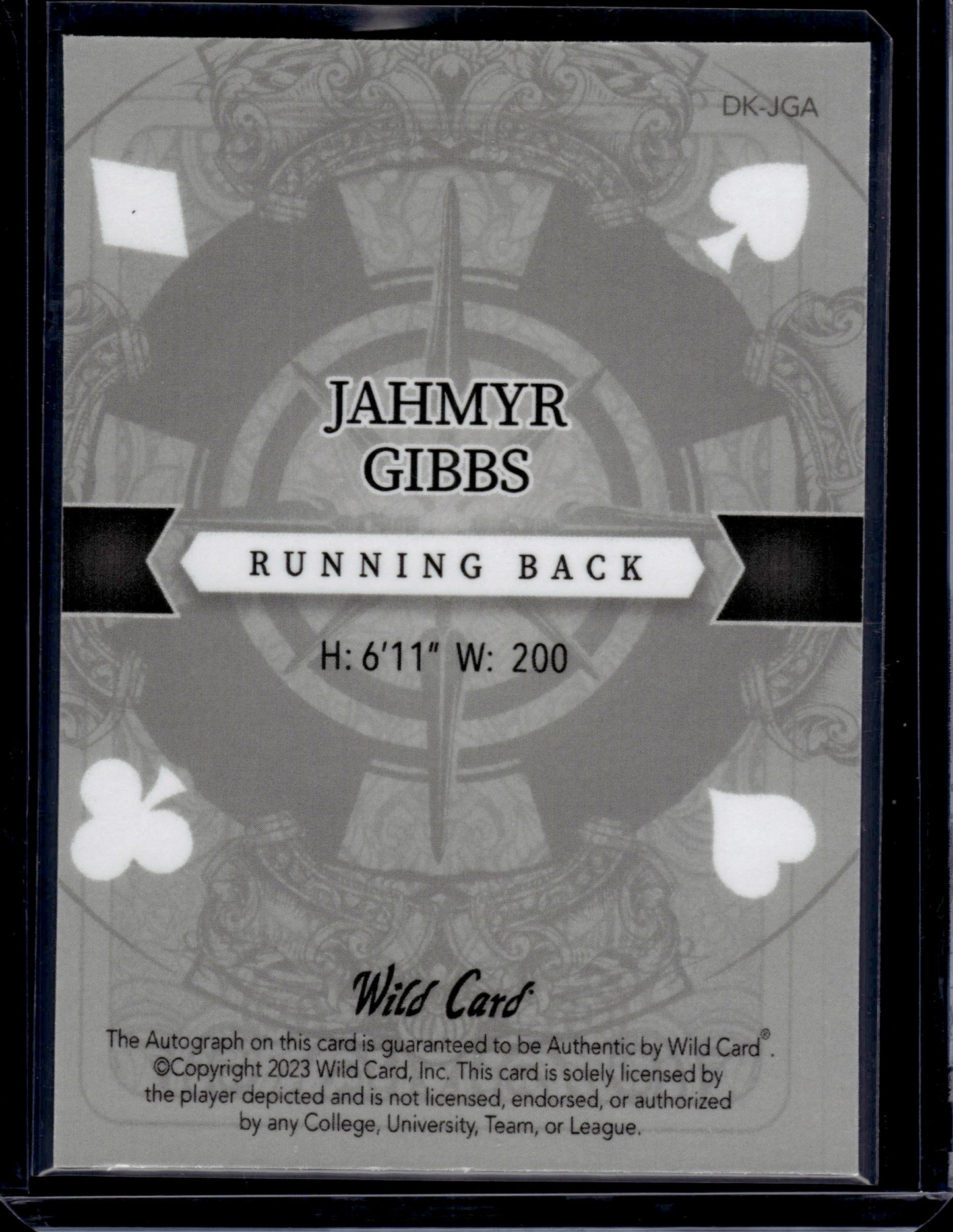 2023 Wild Card Stacked Deck Jahmyr Gibbs #DK-JGA 1 of 1 Autograph