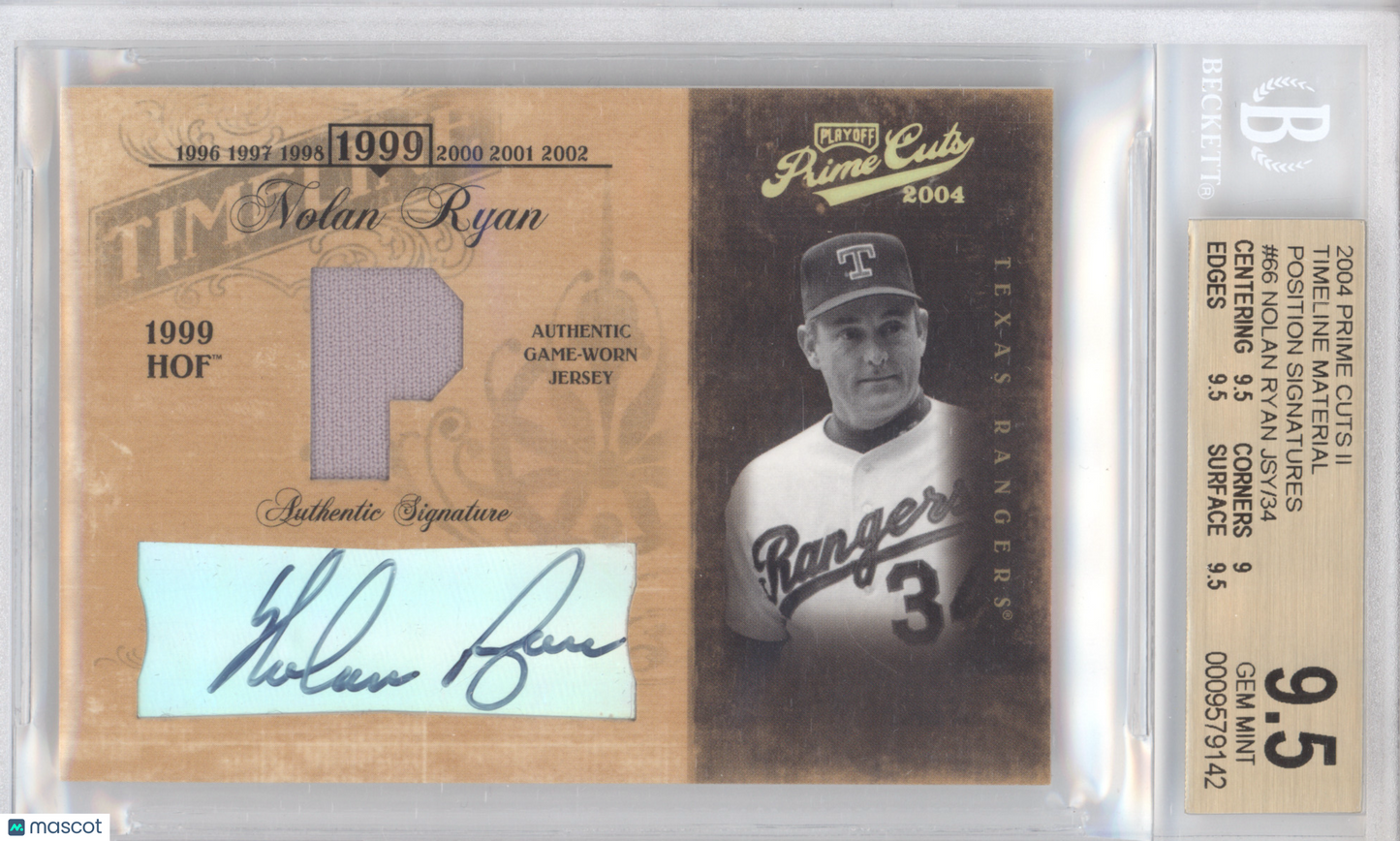 2004 Prime Cuts II Timeline Signature Material Nolan Ryan  09/34 BGS 9.5 Auto 9