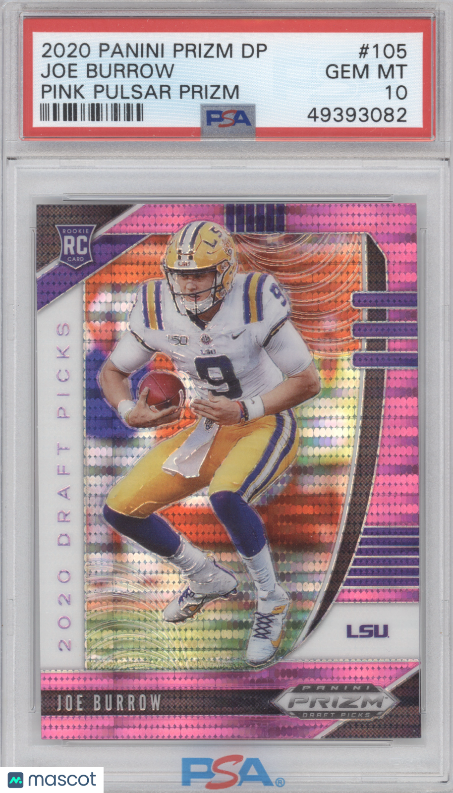 2020 Panini Prizm Draft Picks Joe Burrow #105 Pink Pulsar PSA 10