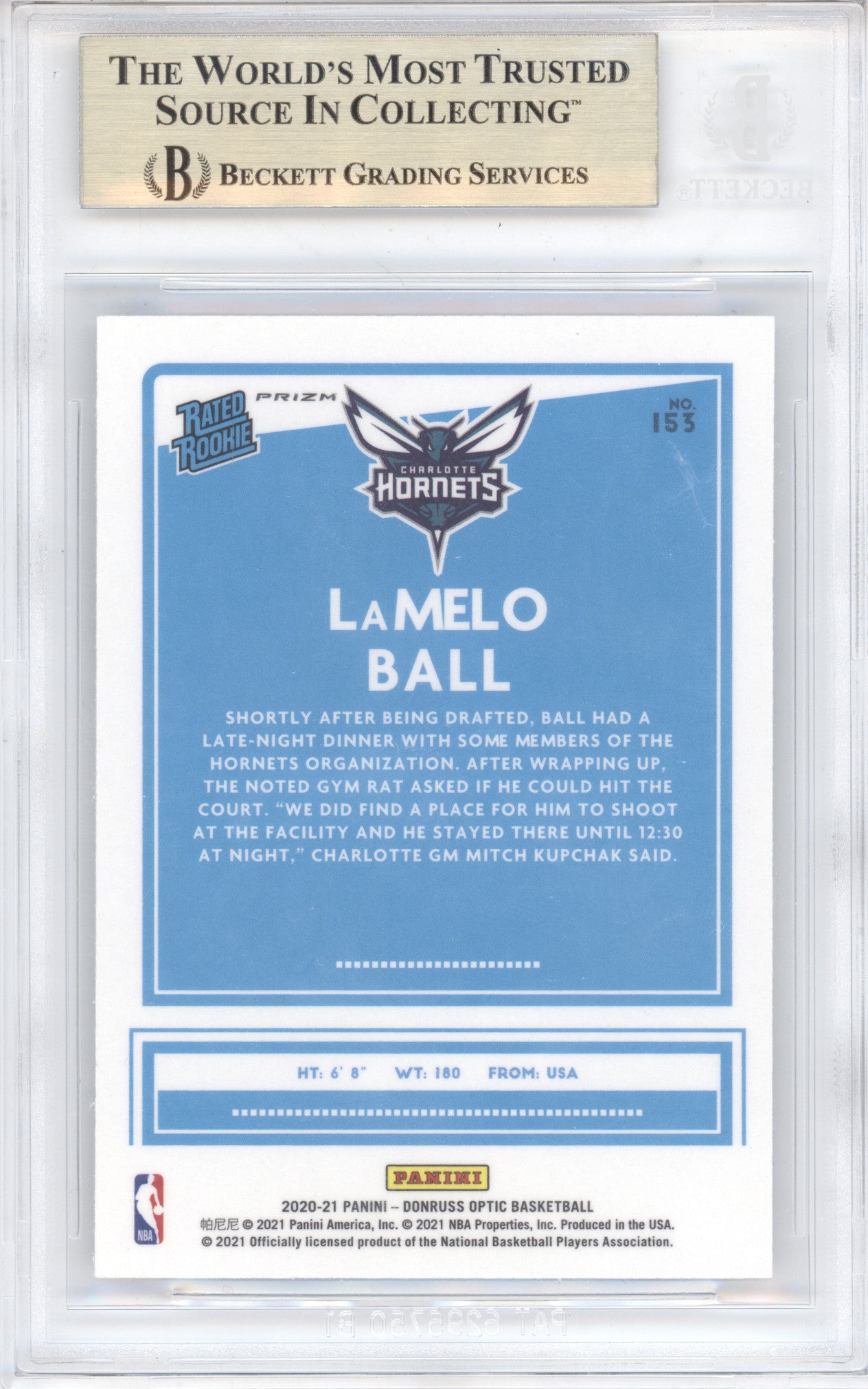 2020 Donruss Optic Rated Rookie LaMelo Ball #153 Holo BGS 9.5