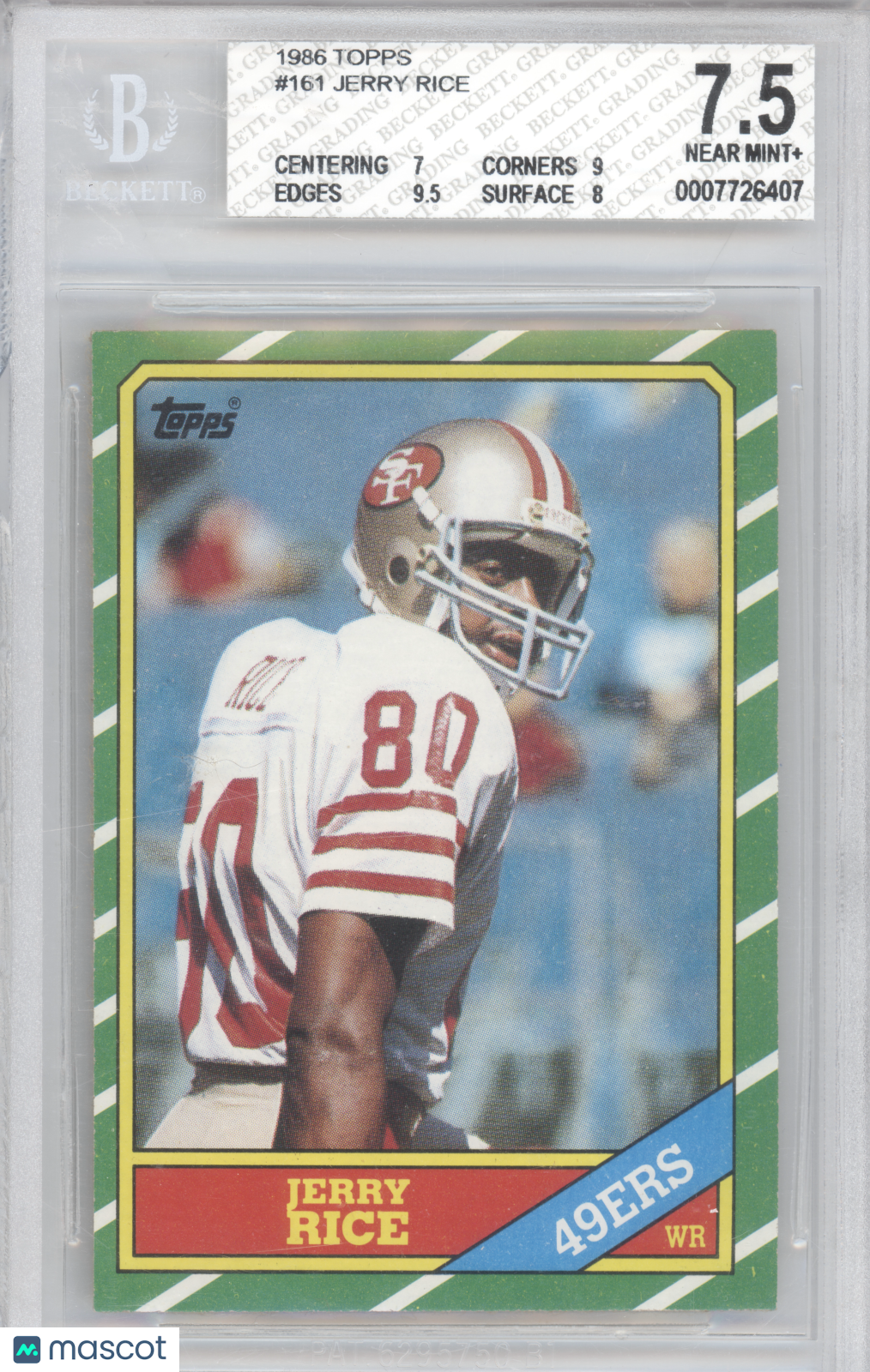 1986 Topps Jerry Rice #161 RC BGS 7.5