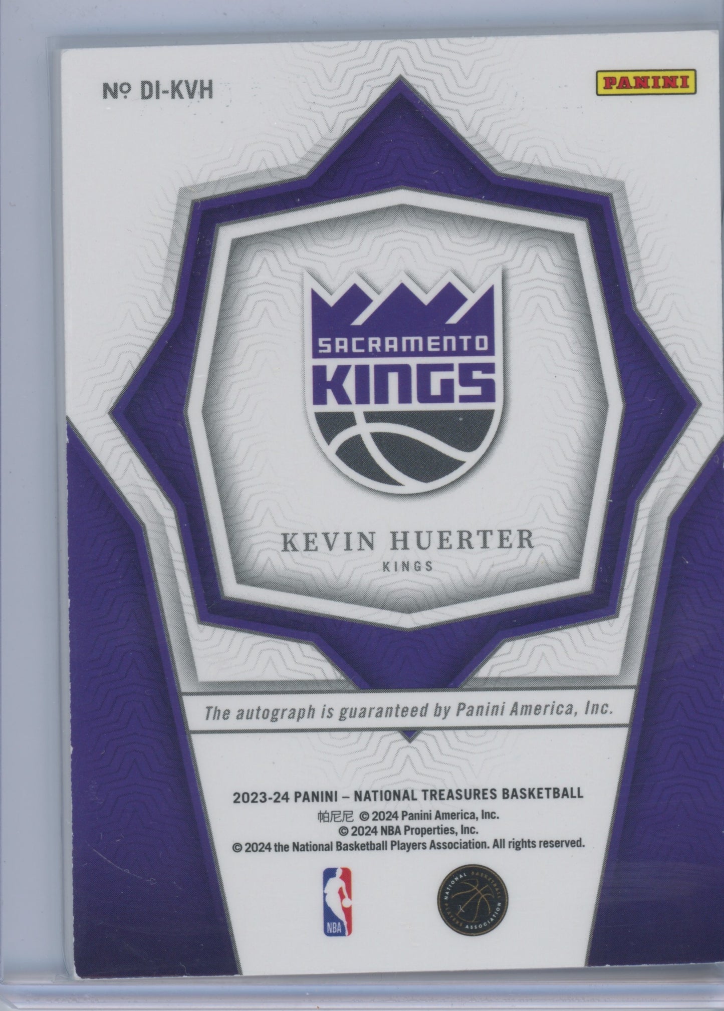 2023-24 Panini National Treasures Definitive Ink Kevin Huerter 1/1 Autograph