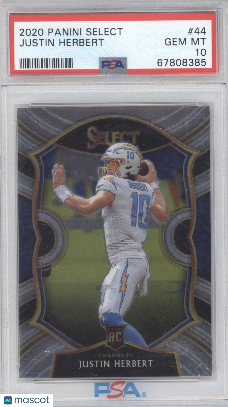 2020 Panini Select Justin Herbert #44 RC PSA 10