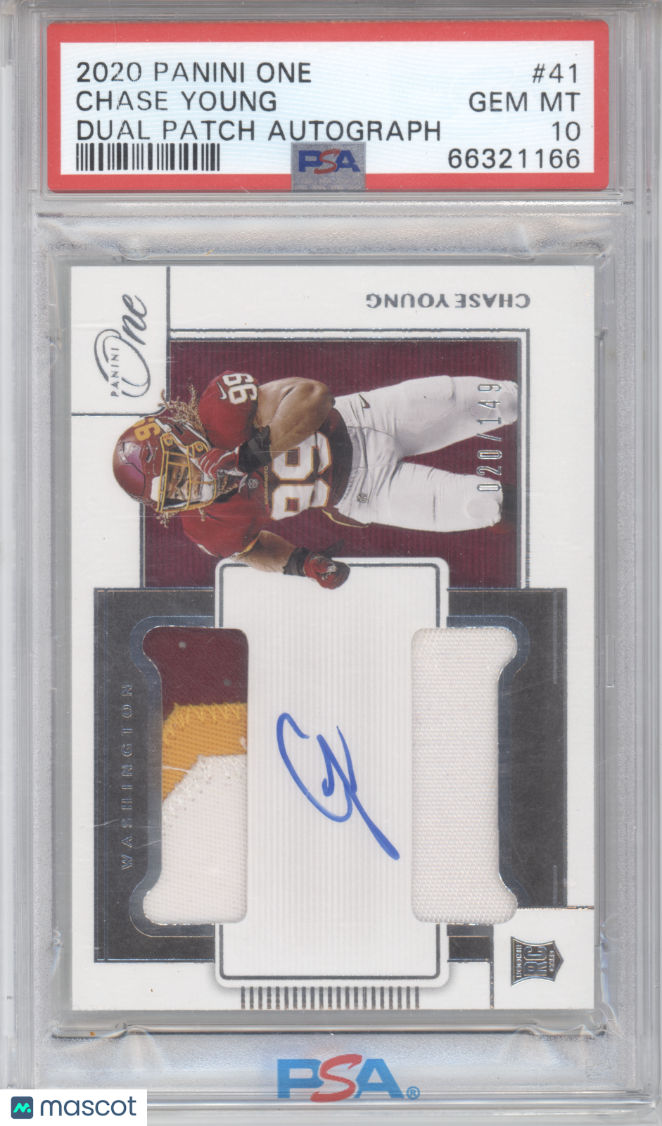 2020 Panini One Chase Young #41 Dual Patch Autograph 020/149 PSA 10