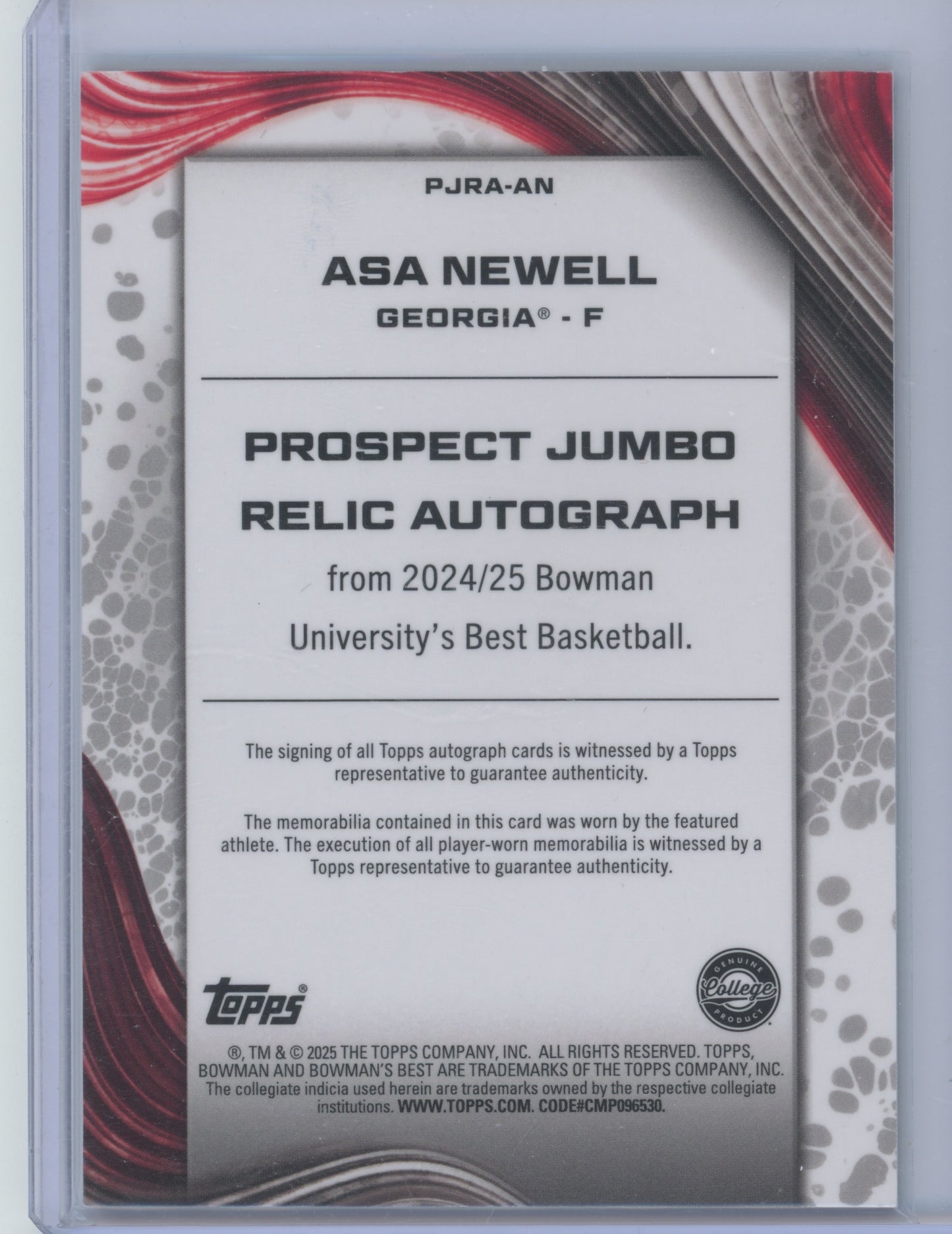 2024 Bowman University Best Basketball Asa Newell #PJRA-AN Autograph 10/25 Patch