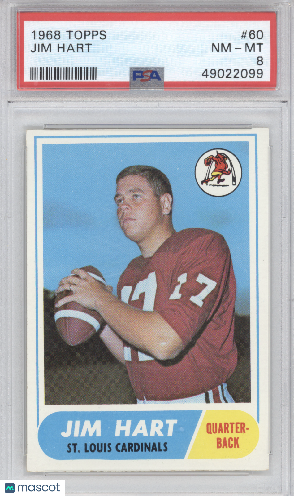 1968 Topps Football Jim Hart #60 PSA 8