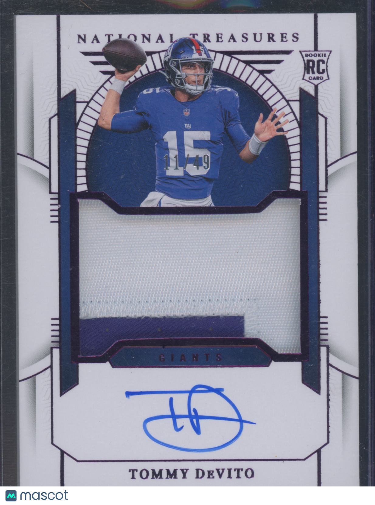 2023 Panini National Treasures Tommy DeVito #200 11/49 RC Patch