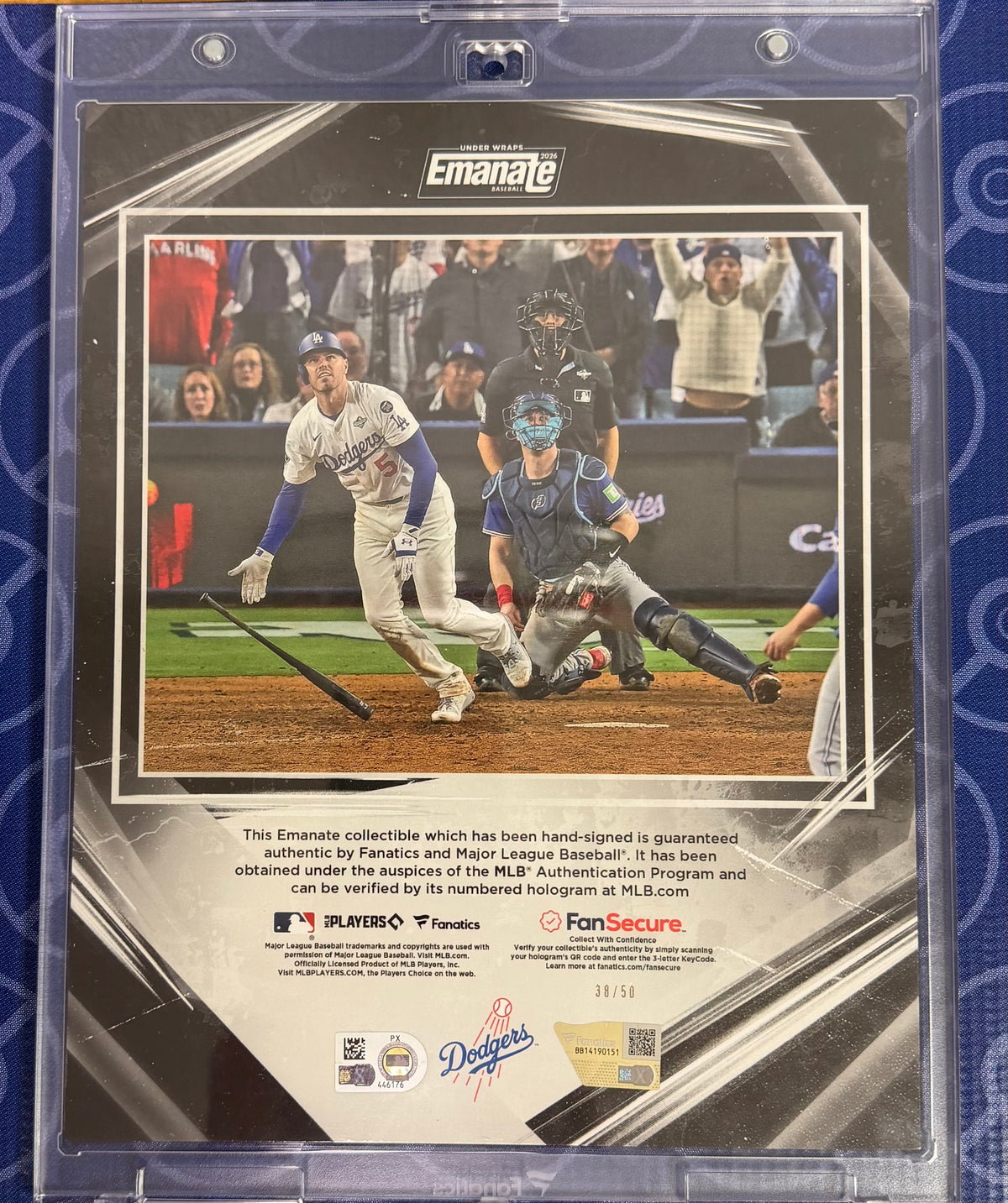 2026 Under Wraps Emanate Freddie Freeman Los Angeles Dodgers 38/50 WS Champs