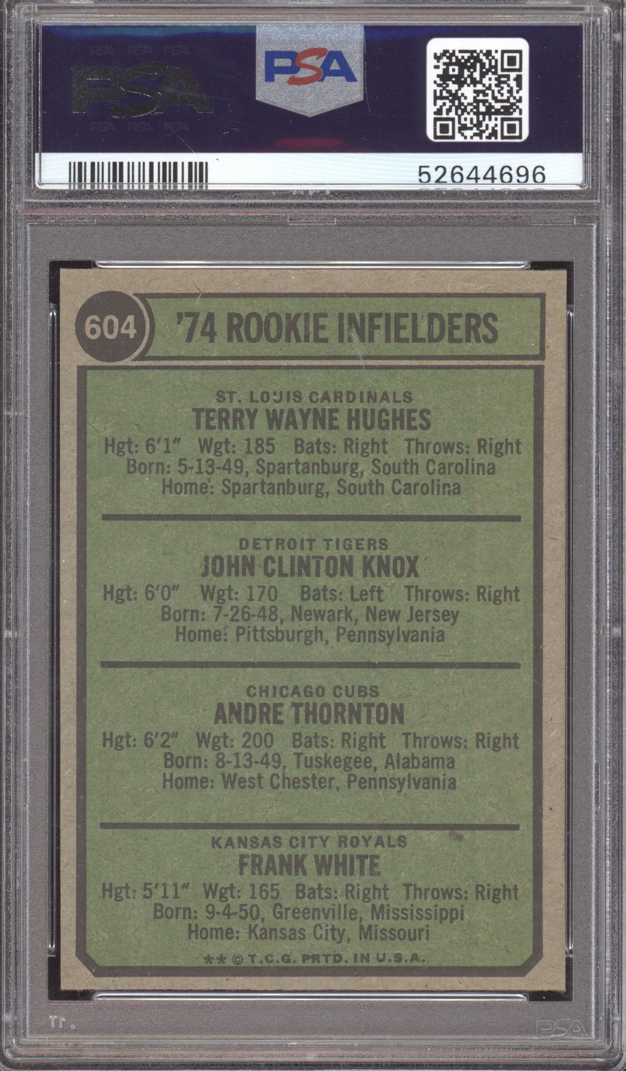1974 Topps Rookie Infielders #604 PSA 9