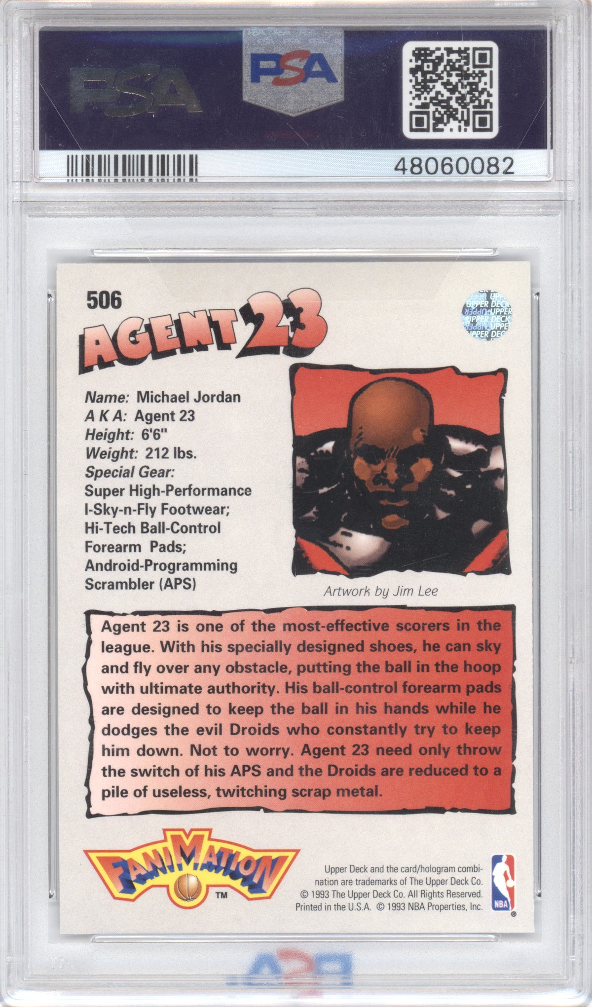 1992 Upper Deck Michael Jordan #506 FANIMATION PSA 10