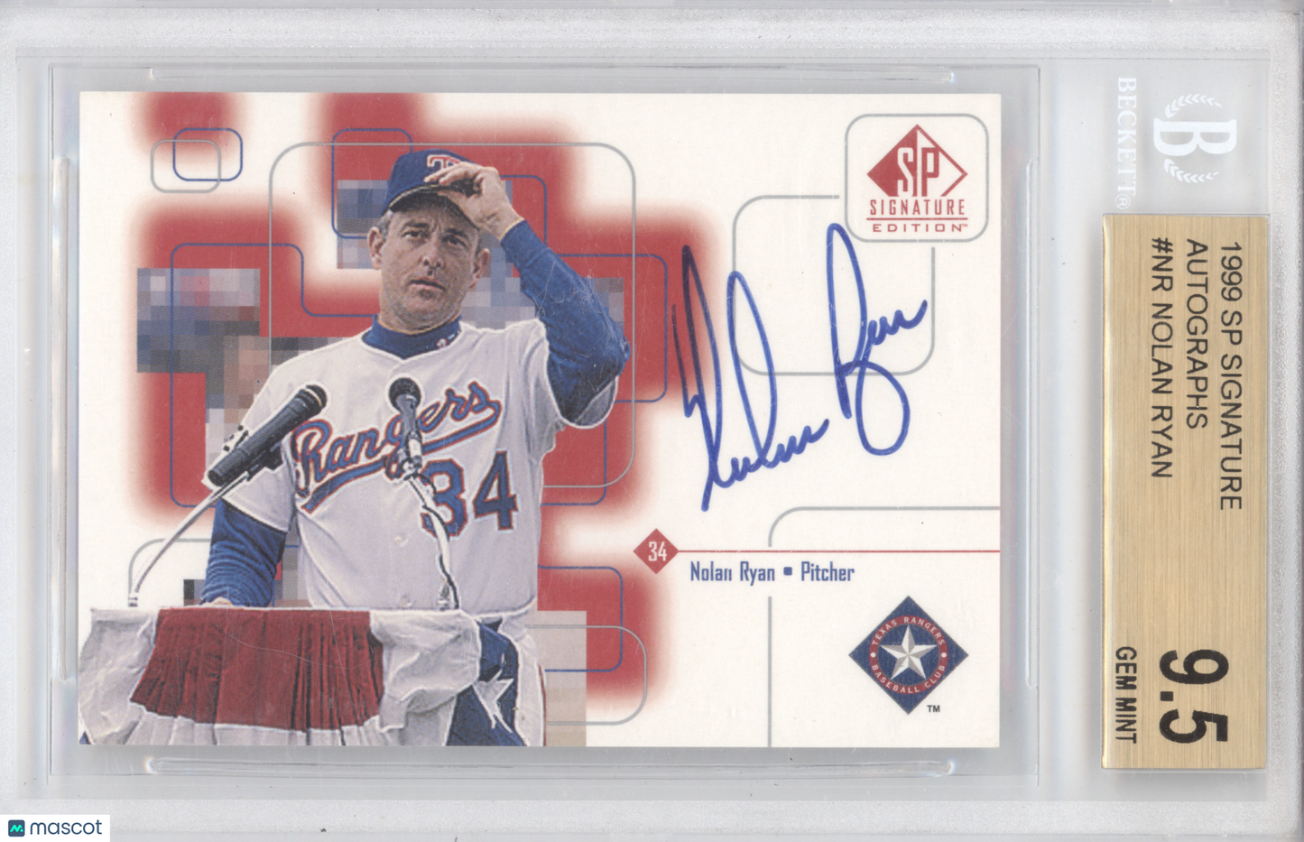 1999 SP Signature Autographs Nolan Ryan #NR BGS 9.5