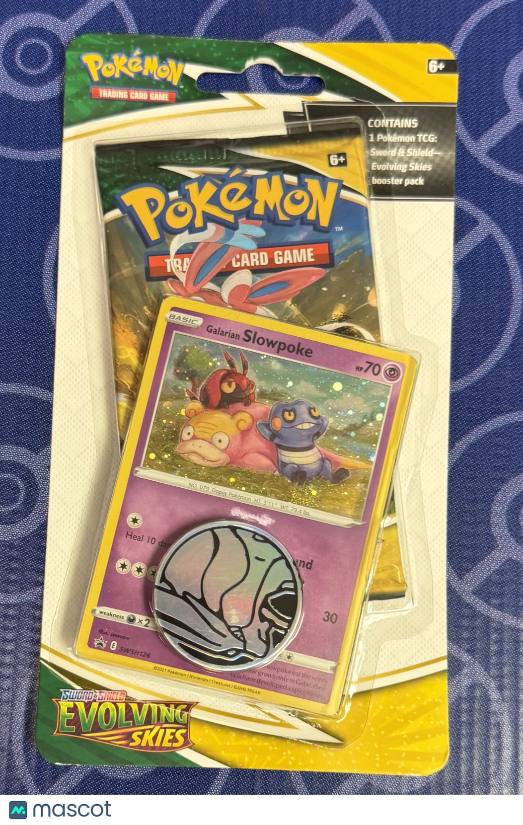 2021 Evolving Skies Blister Booster Pack Slowpoke Promo Card Coin