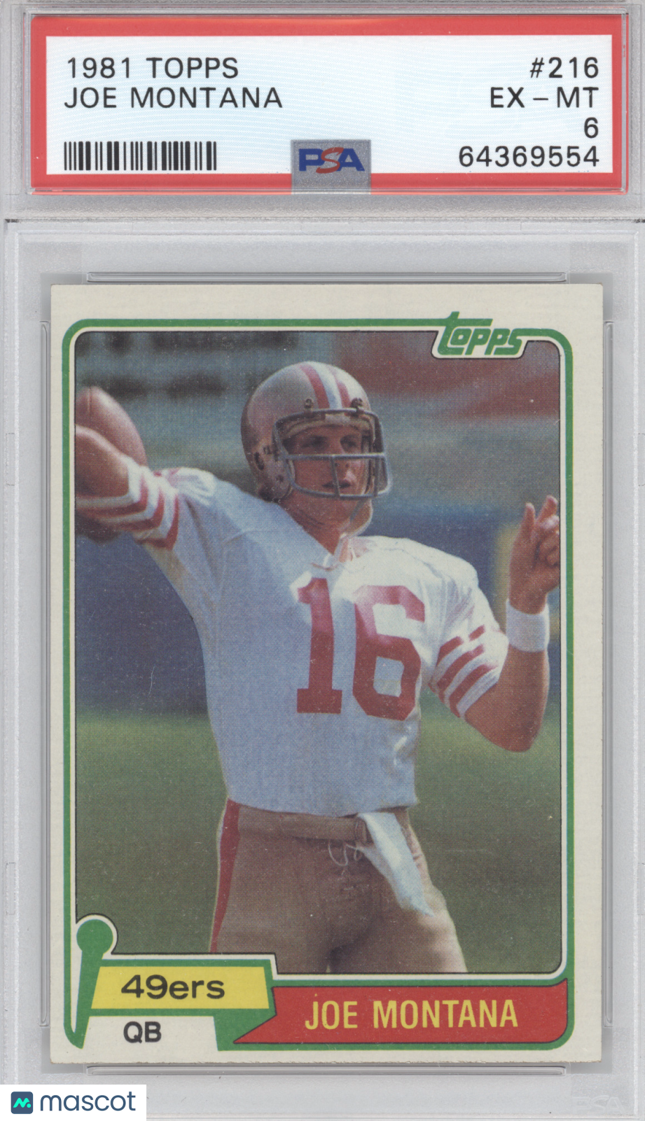 1981 Topps Joe Montana #216 RC PSA 6