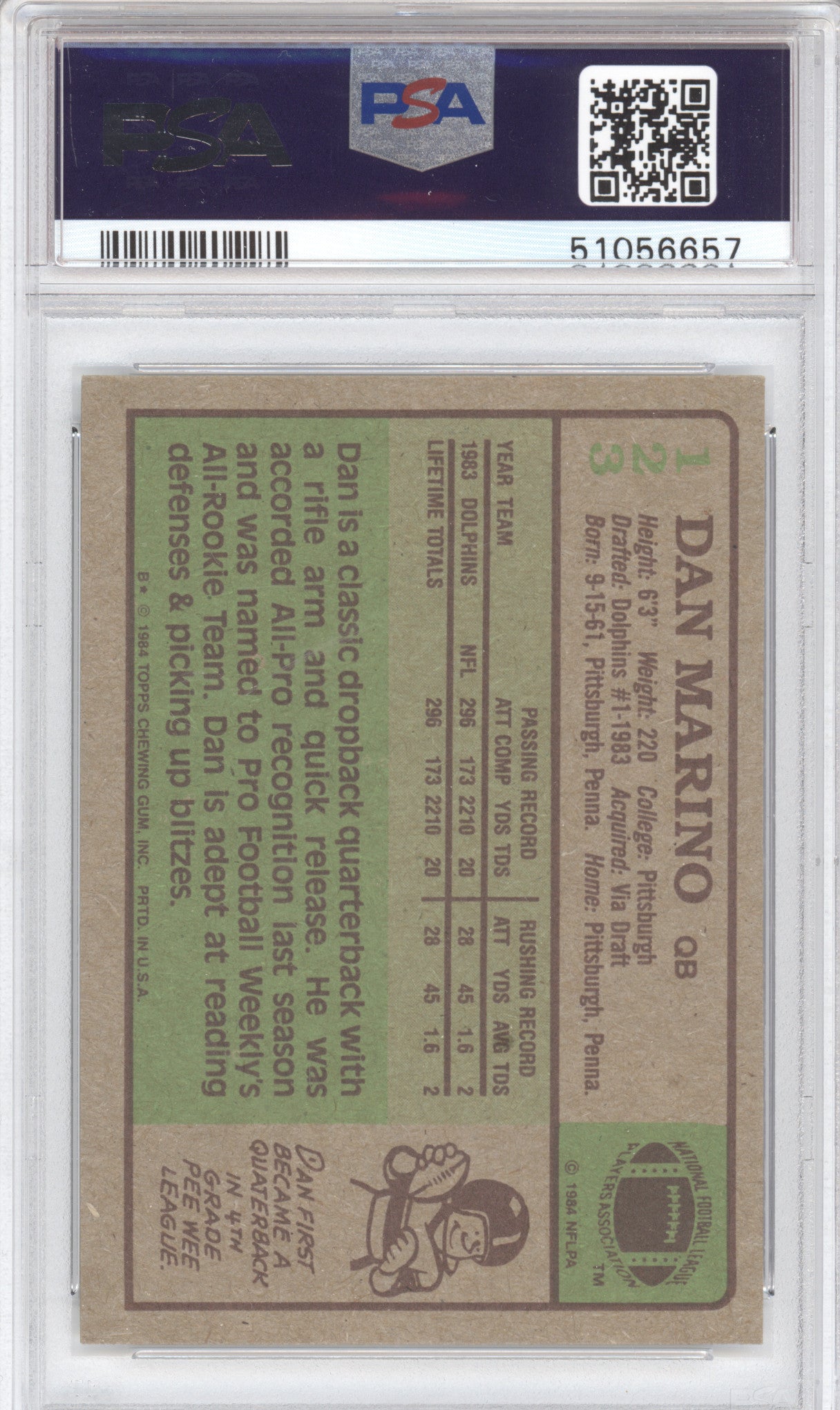 1984 Topps Dan Marino #123 RC PSA 6