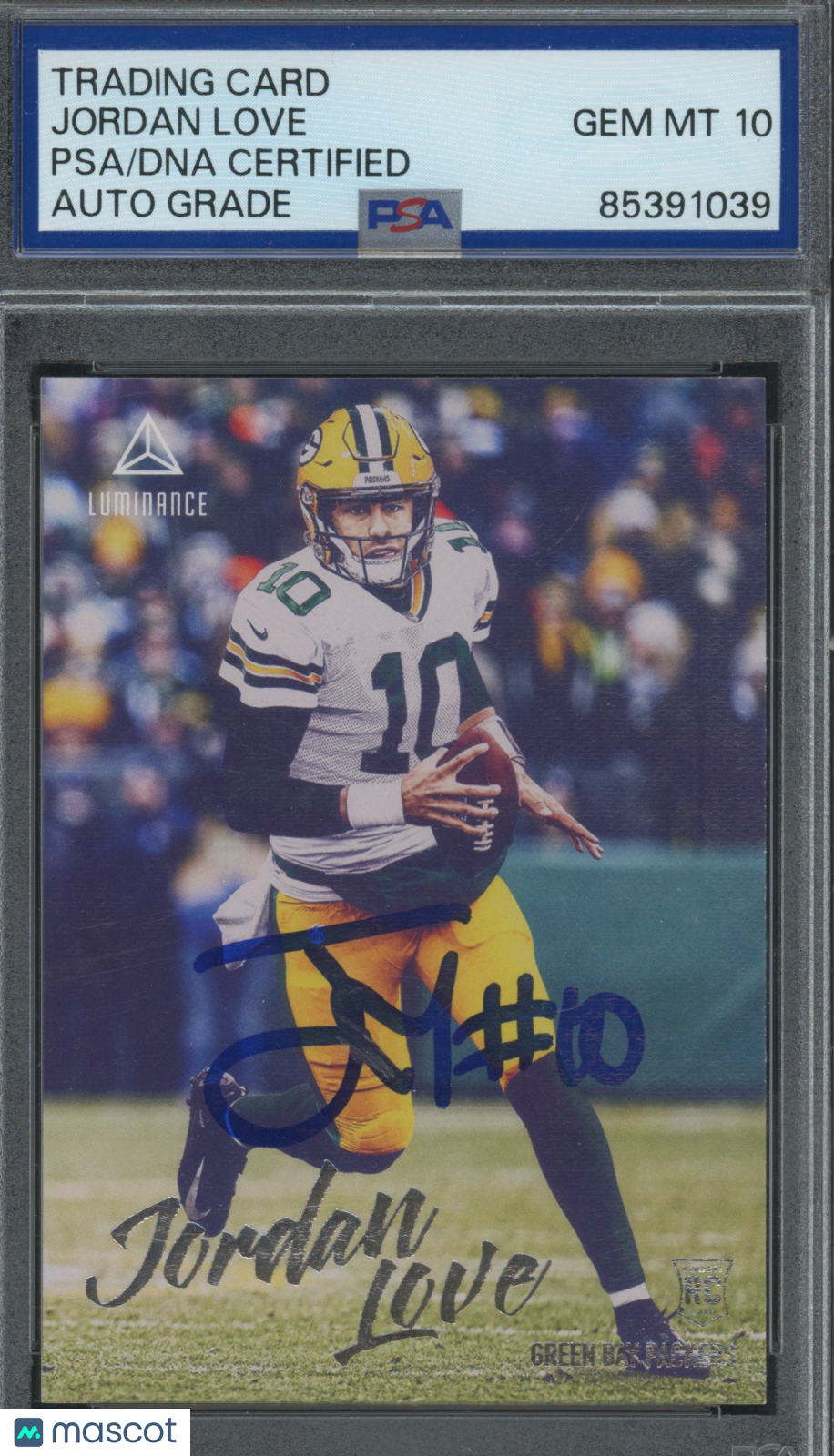 2020 Panini Chronicles Luminance Jordan Love #204 RC PSA Auto 10