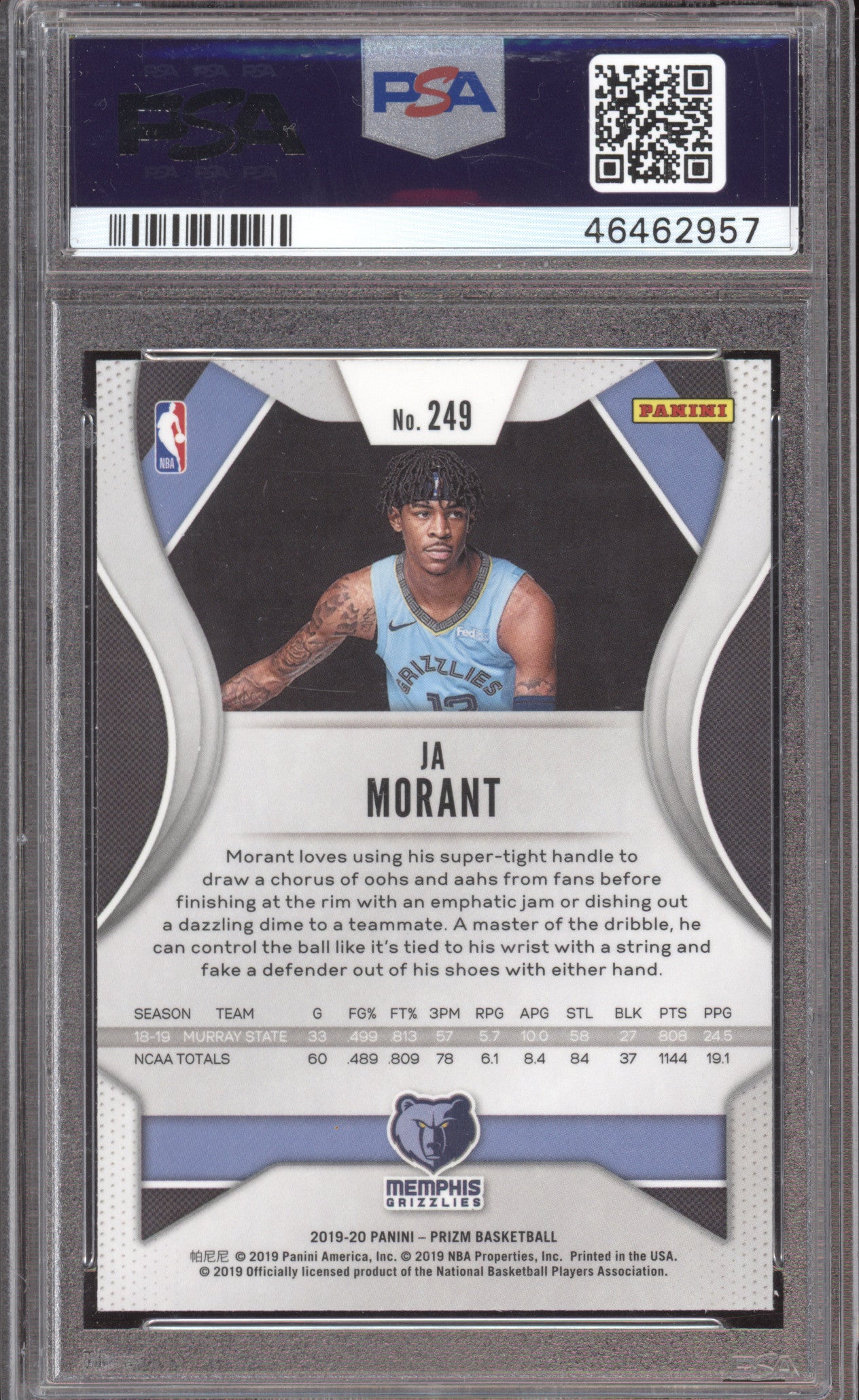 2019 Panini Prizm Ja Morant #249 RC PSA 10