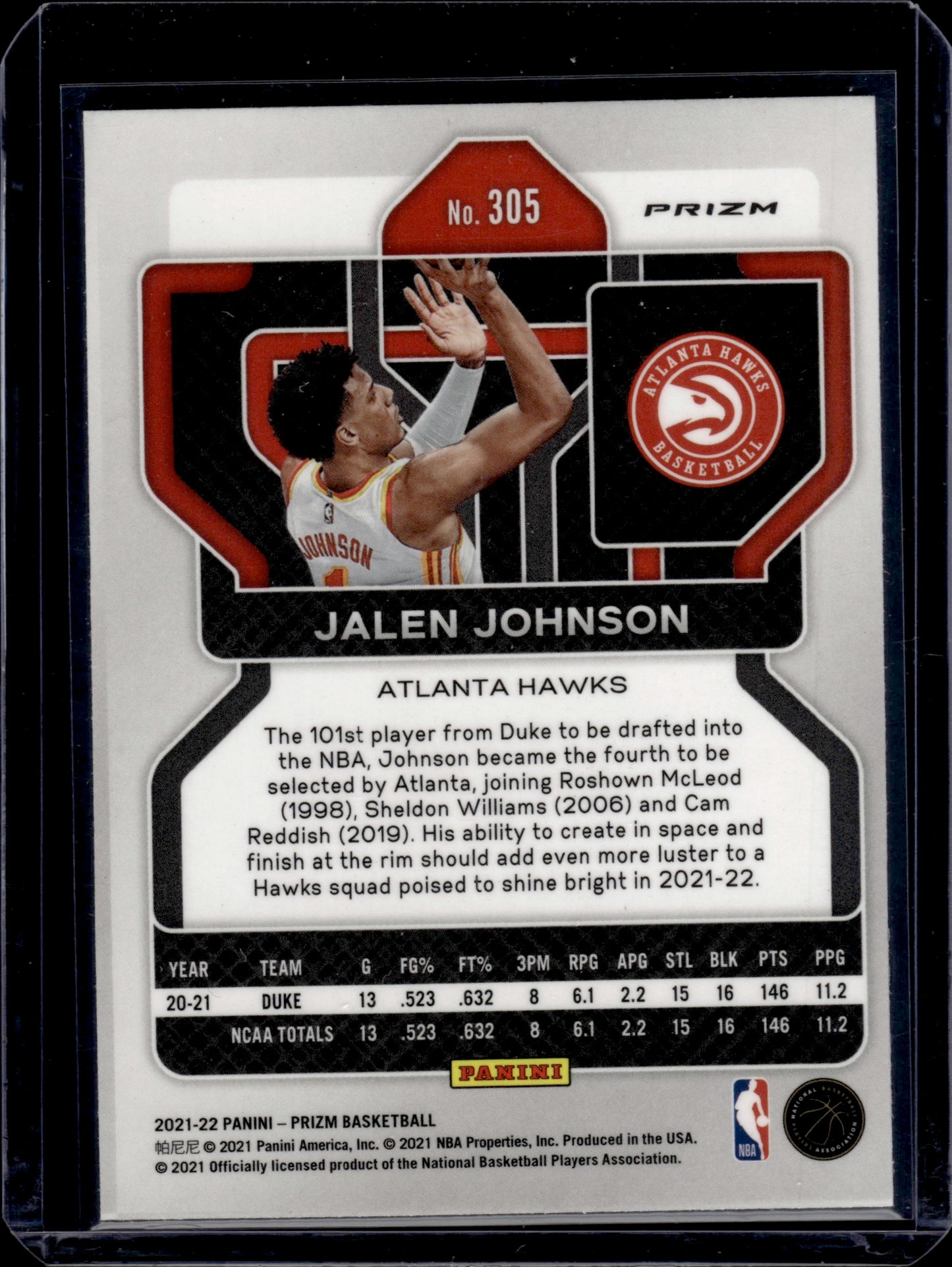 2021 Panini Prizm Jalen Johnson #305 Blue RC