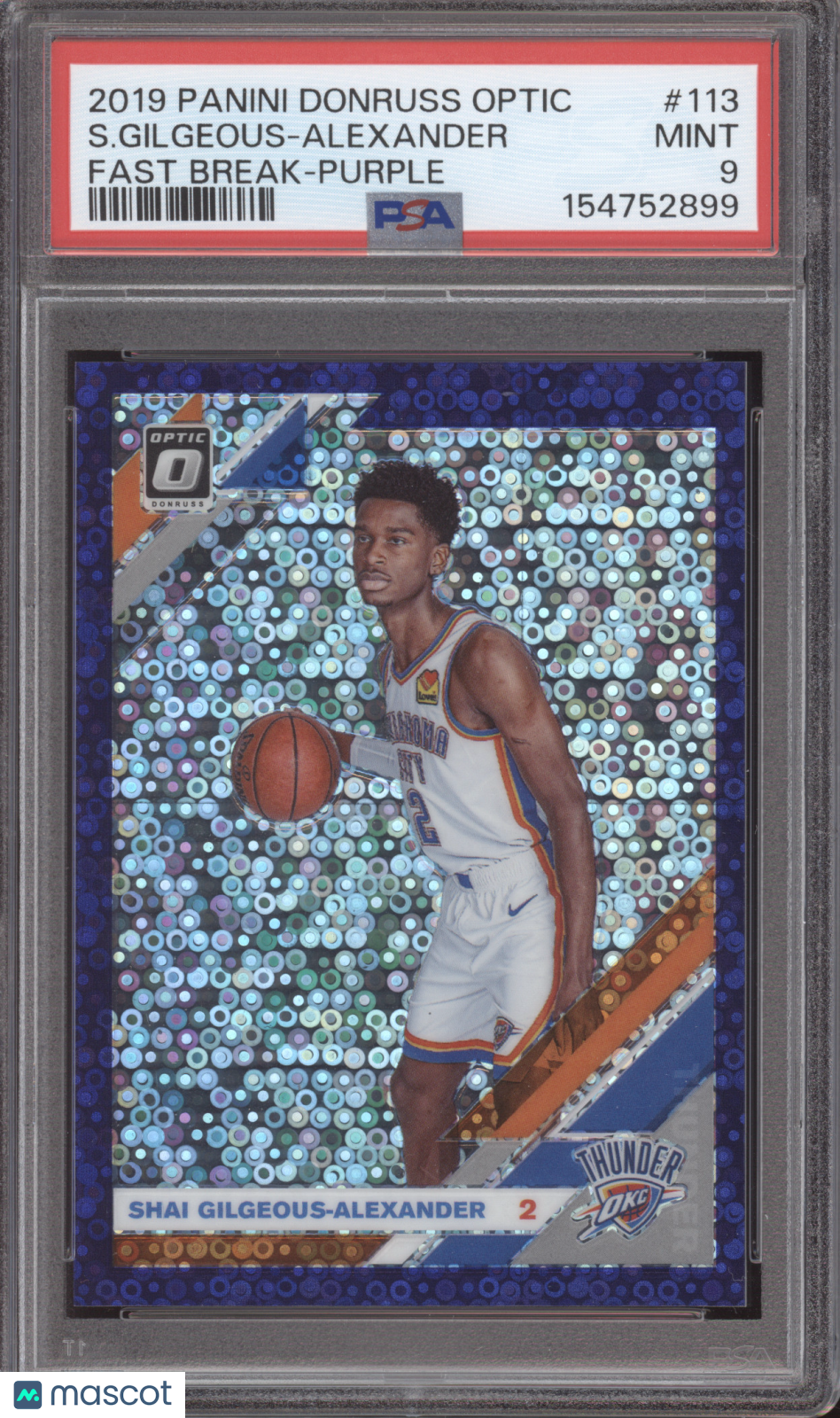 2019 Donruss Optic S. Gilgeous-Alexander #113 Fast Break Purple 8/95 PSA 9
