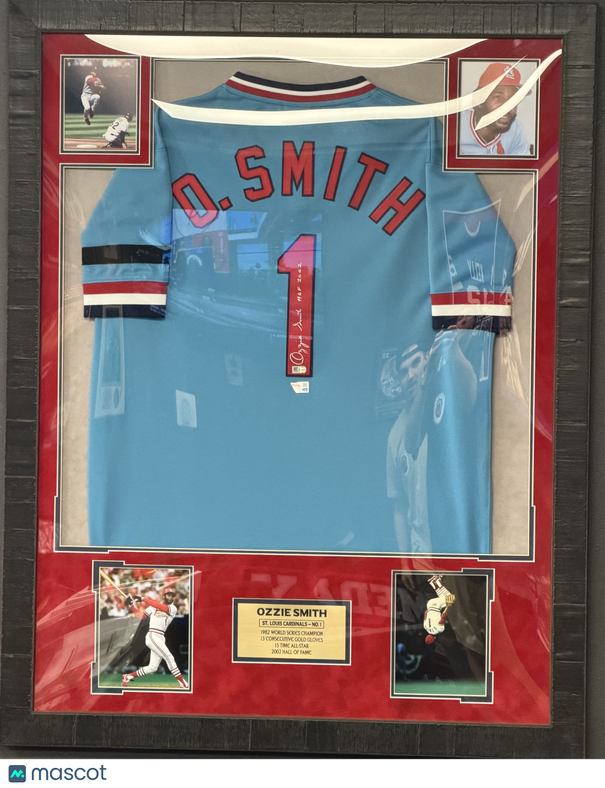 Ozzie Smith St. Louis Cardinals Signed Framed Jersey (Fanatics Certification)