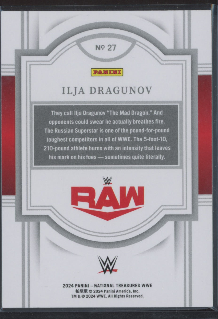 2024 Panini National Treasures WWE Ilja Dragunov #27 38/99