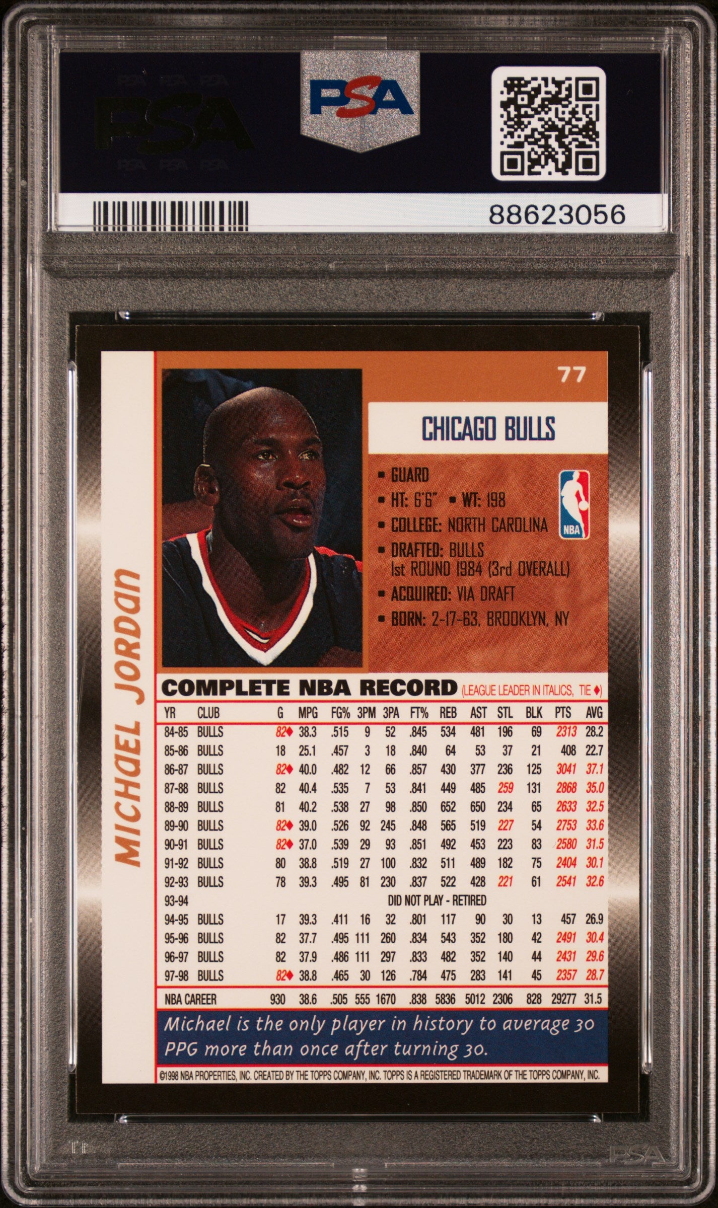 1998 Topps Michael Jordan #77 PSA 9