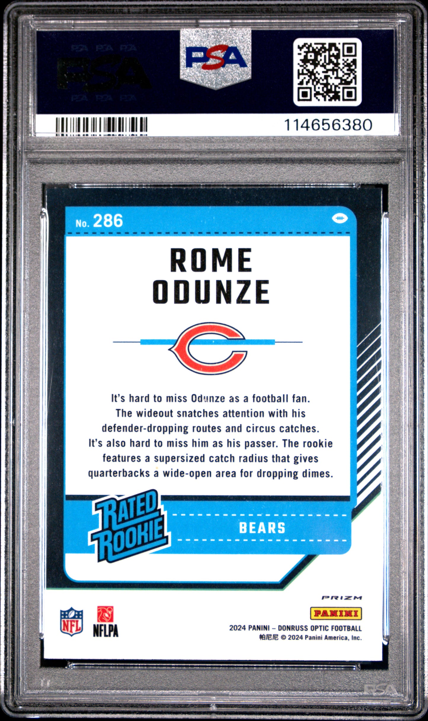 2024 Donruss Optic Rome Odunze #286 Holo Rated Rookie PSA 10