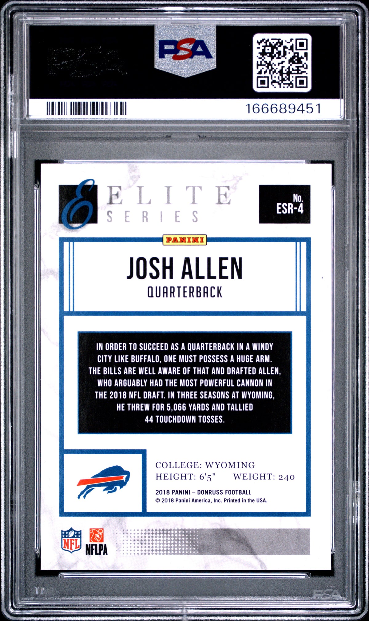 2018 Panini Donruss The Elite Series Rookies Josh Allen #ESR4 PSA 9