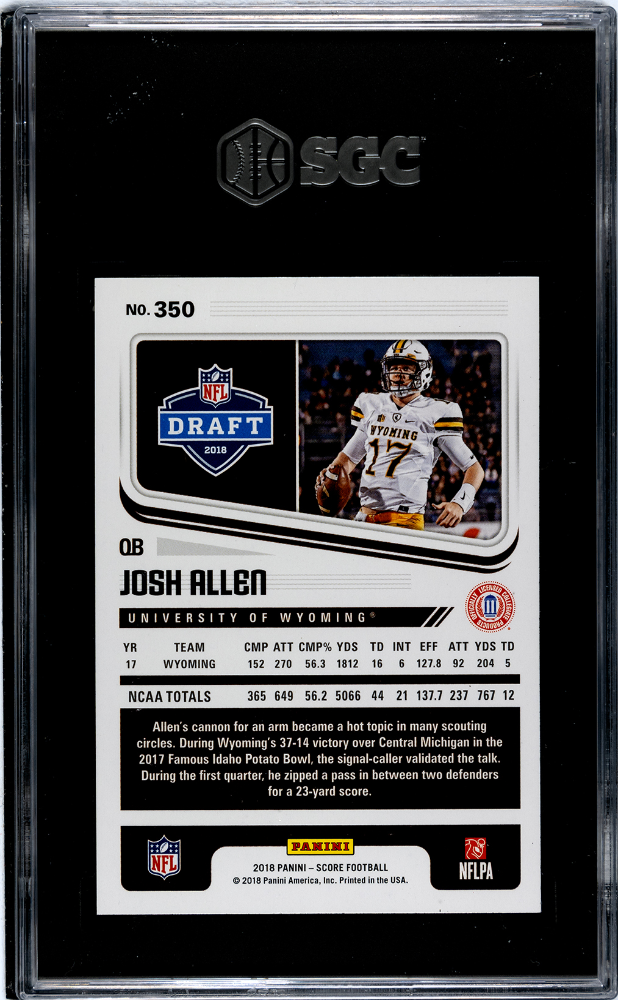 2018 Panini Score Josh Allen #350 RC SGC 9.5