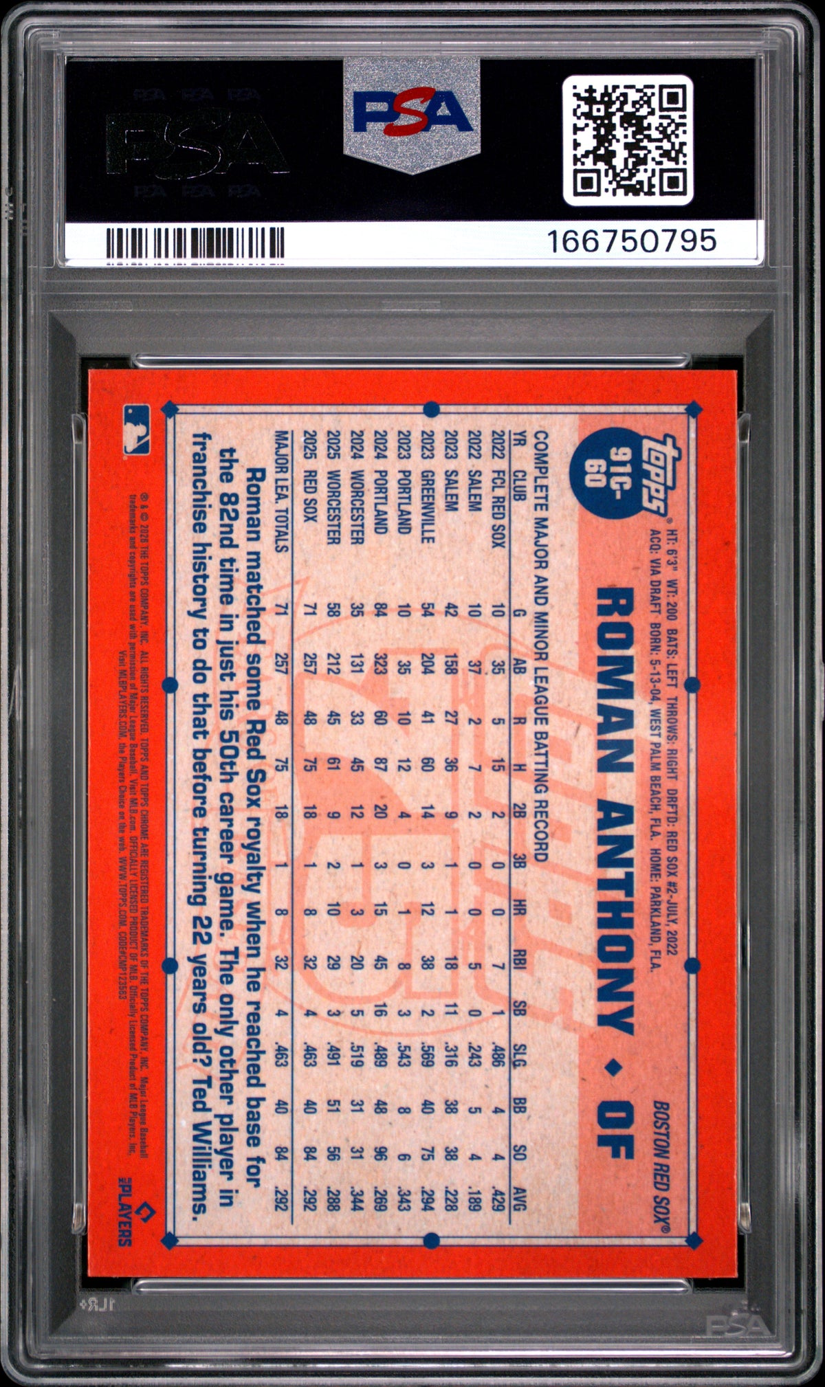 2026 Topps Silver Pack 1991 Chrome Roman Anthony #91C-60 RC PSA 10