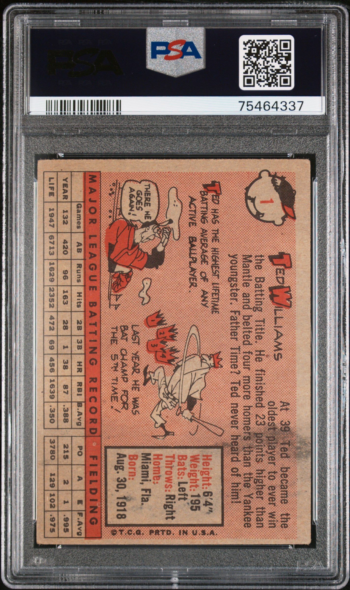 1958 Topps Ted Williams #1 PSA 2