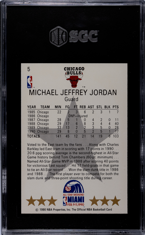 1990 NBA Hoops Michael Jordan #5 All Star SGC 10
