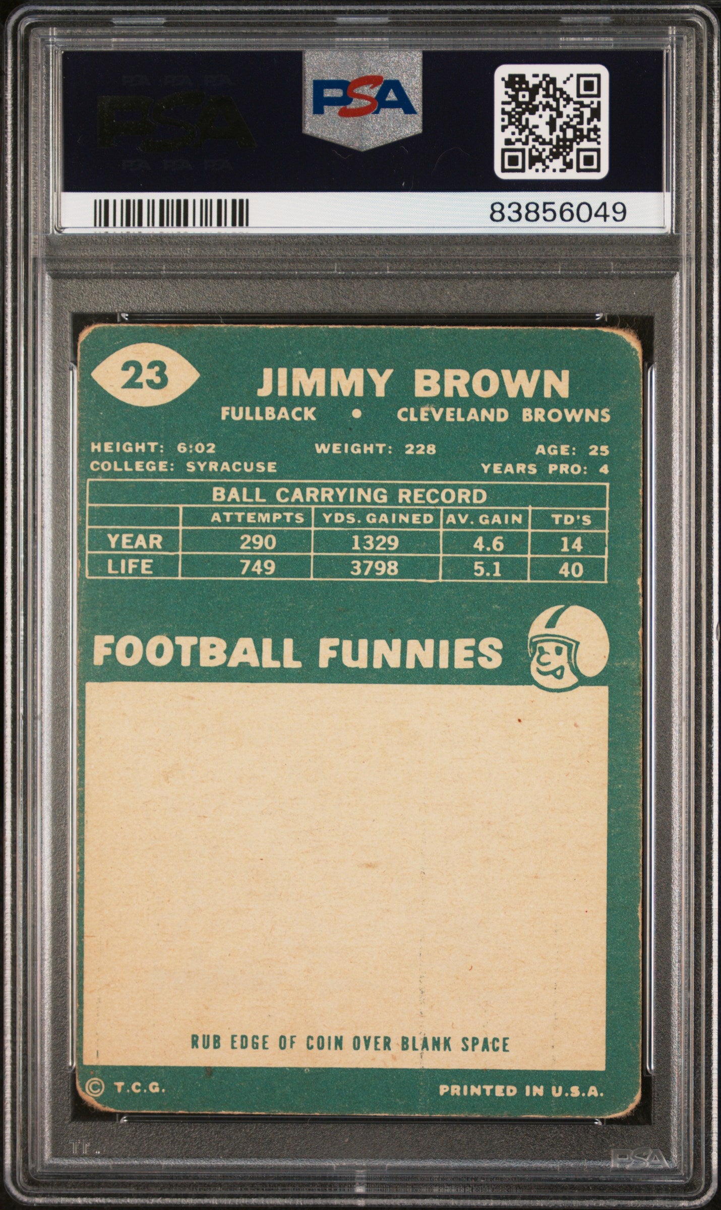 1960 Topps Jim Brown #23 PSA 1.5