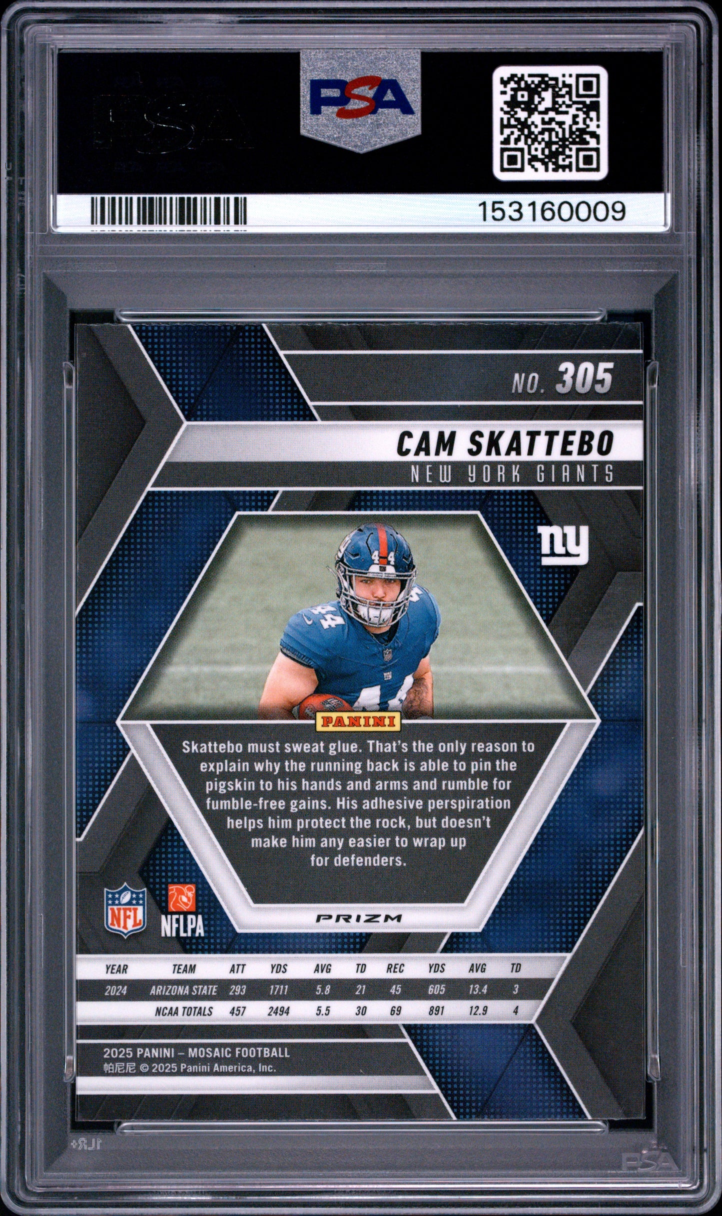 2025 Panini Mosaic Cam Skattebo #305 Red & White Stripe PSA 10