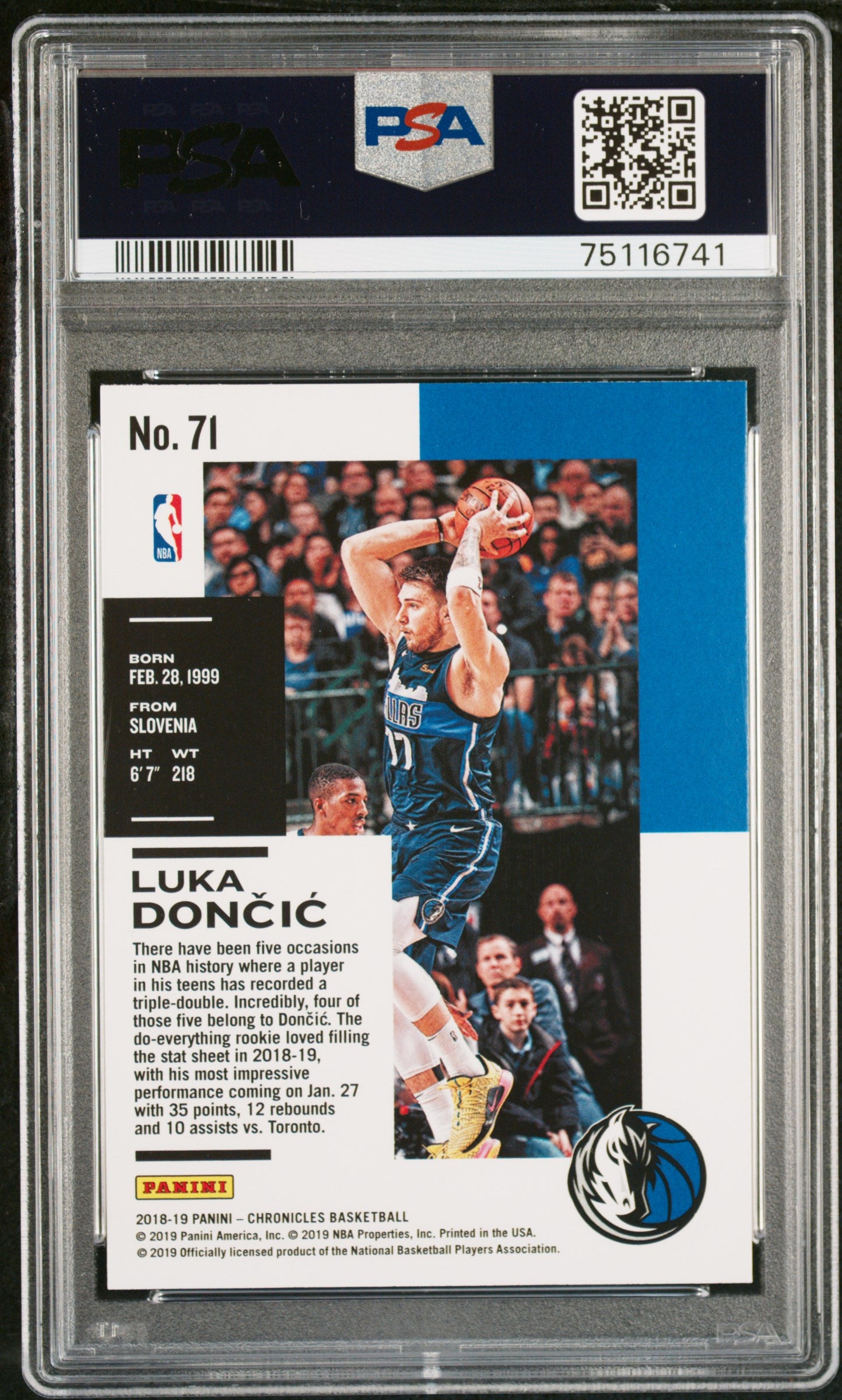 2018 Panini Chronicles Luka Doncic #71 RC PSA 10