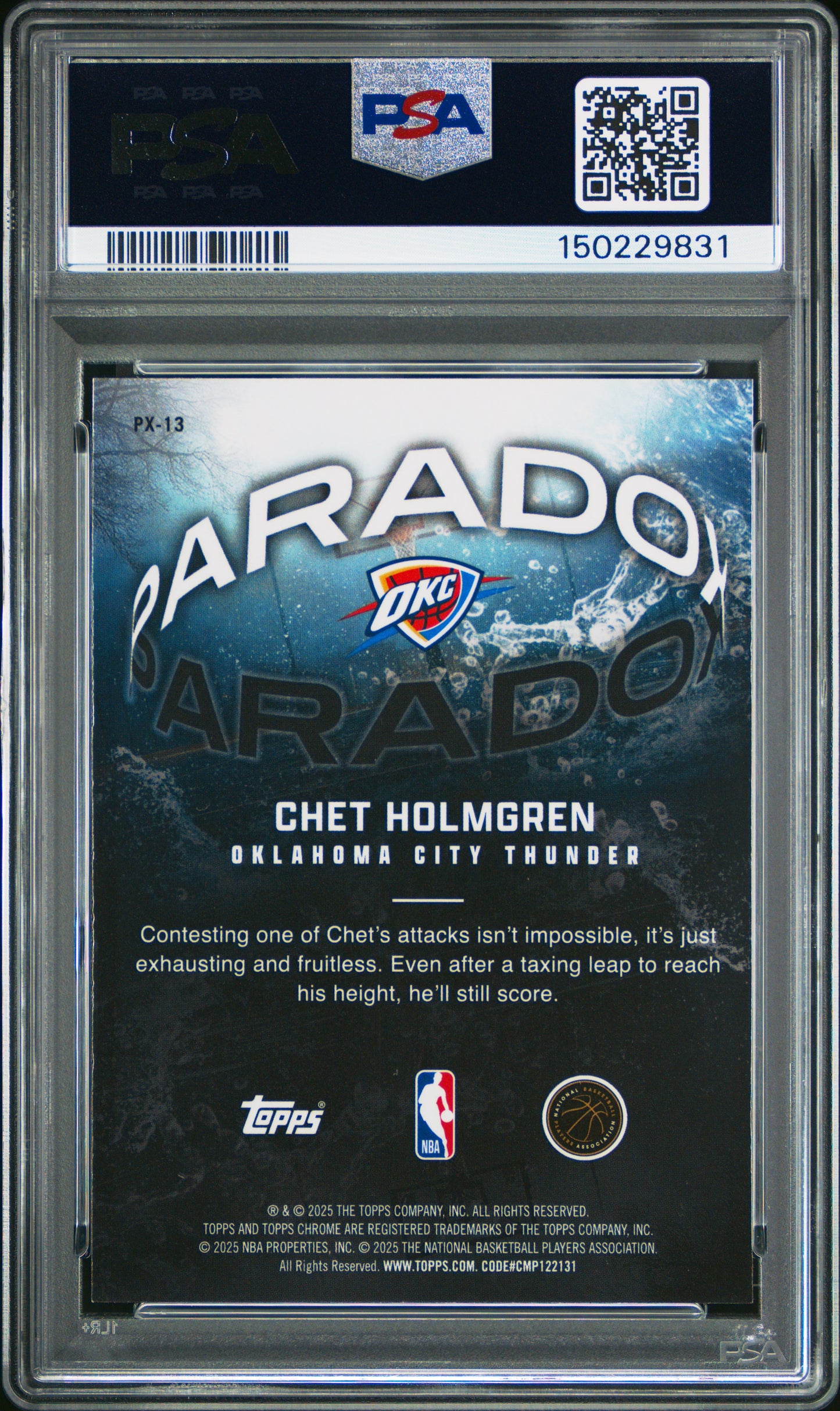 2025 Topps Chrome Paradox Chet Holmgren #PX-13 PSA 10
