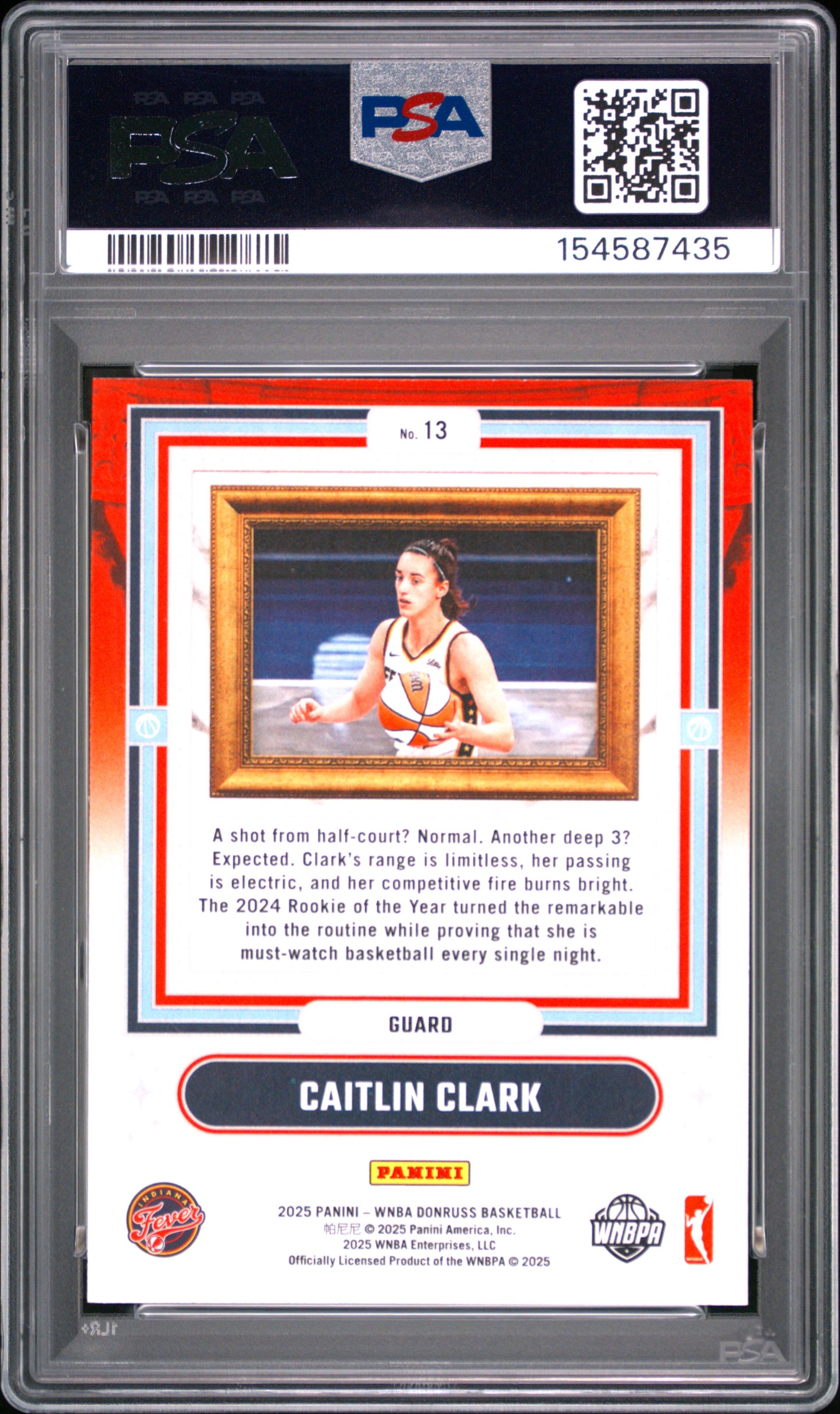 2025 Panini Donruss WNBA Franchise Features Caitlin Clark #13 Press Proof PSA 9