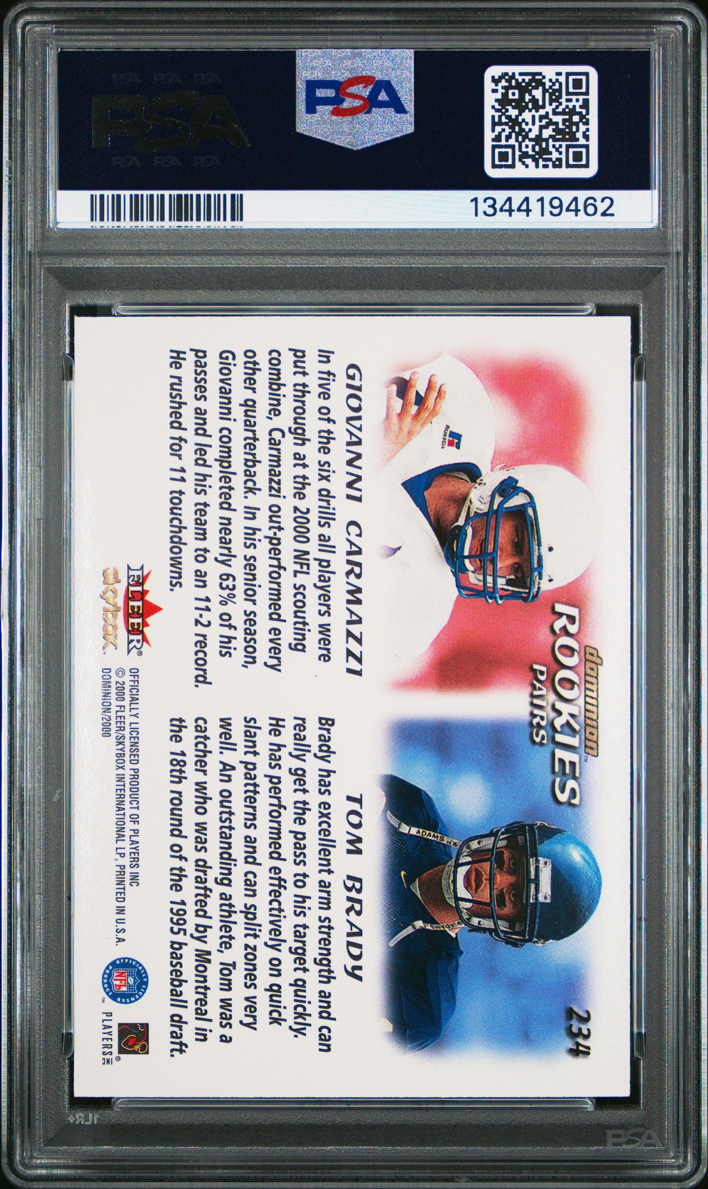 2000 Skybox Dominion T. Brady G. Carmazzi #234 Extra PSA 9