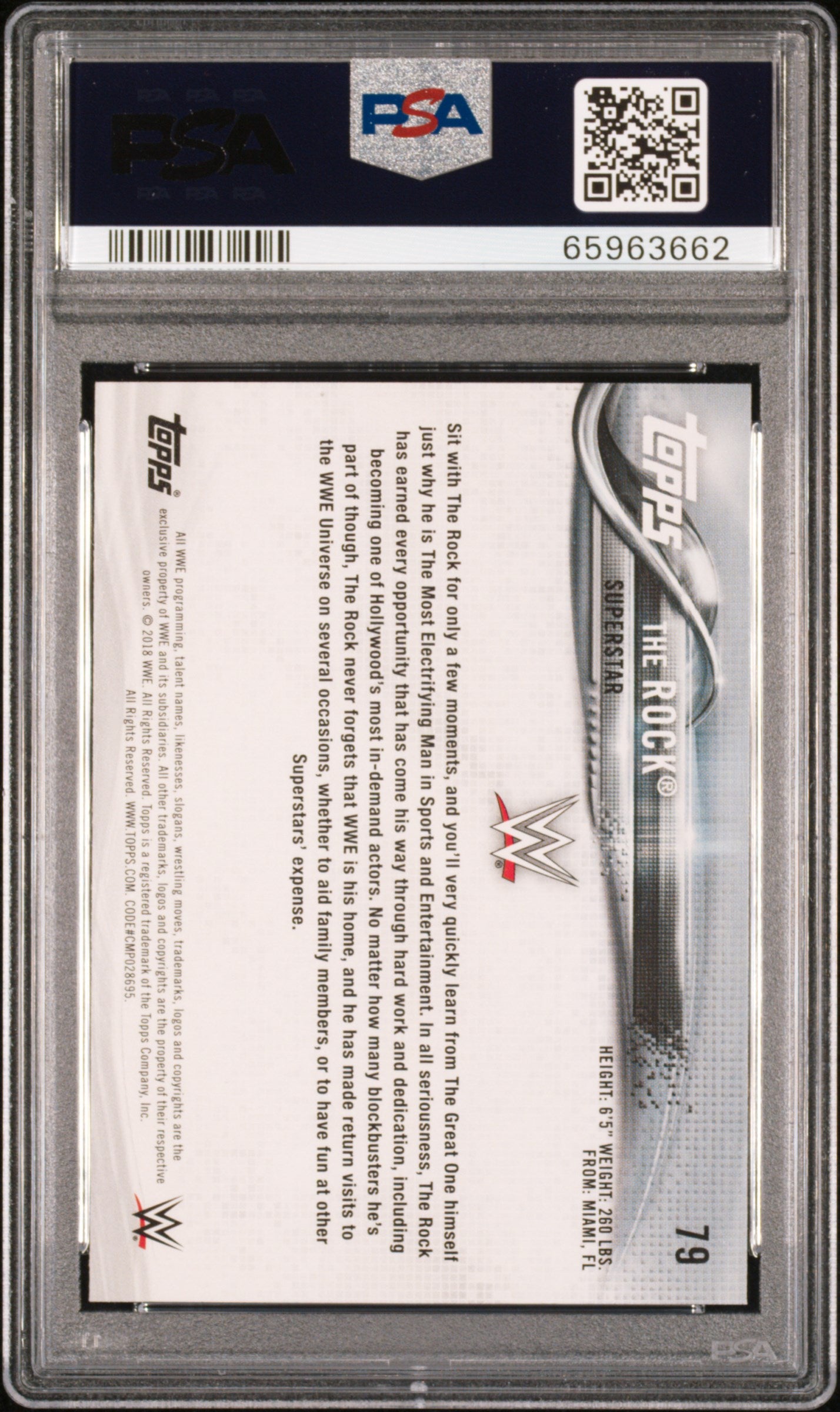 2018 Topps WWE The Rock #79 PSA 10