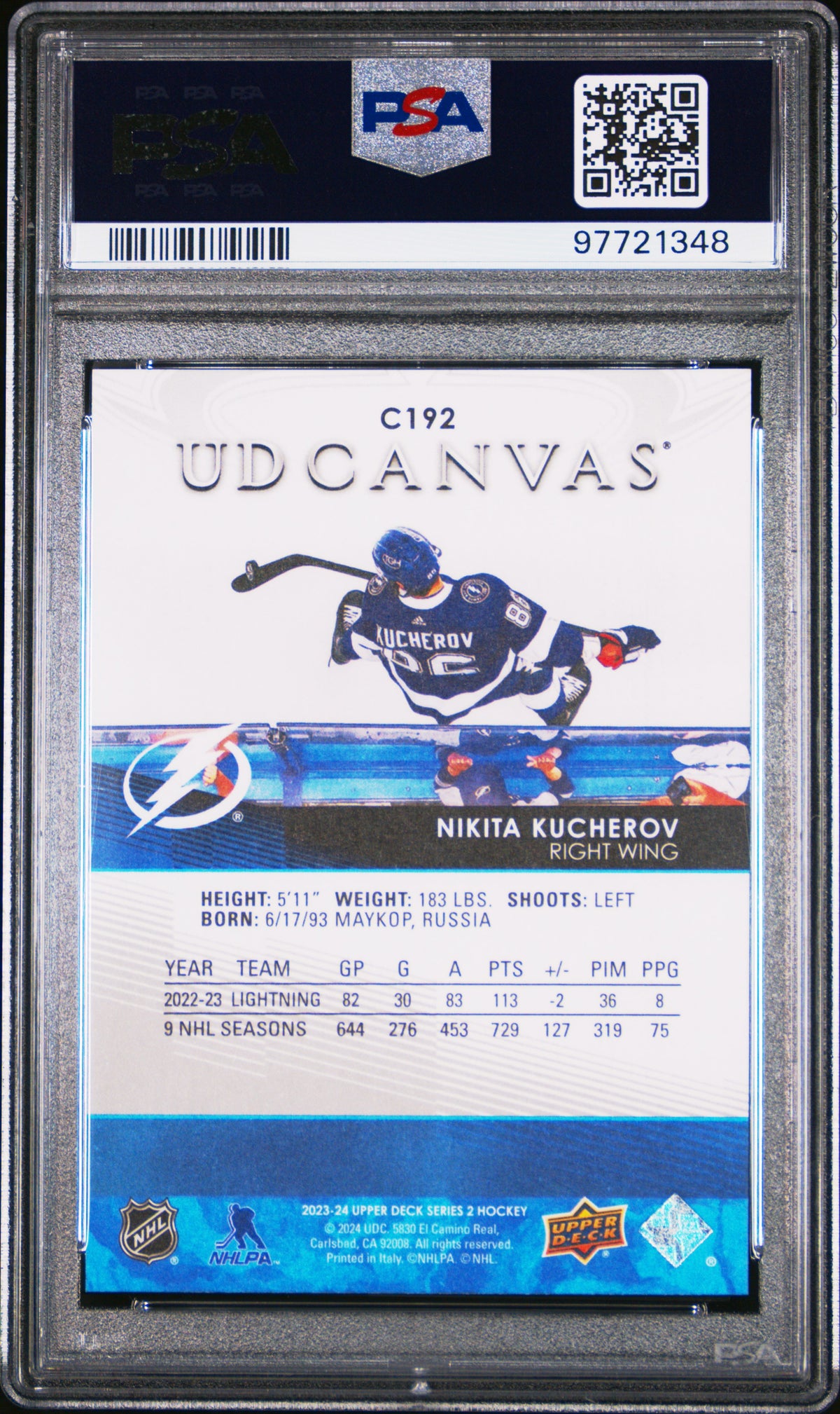 2023 Upper Deck UD Canvas Nikita Kucherov #C192 PSA 10