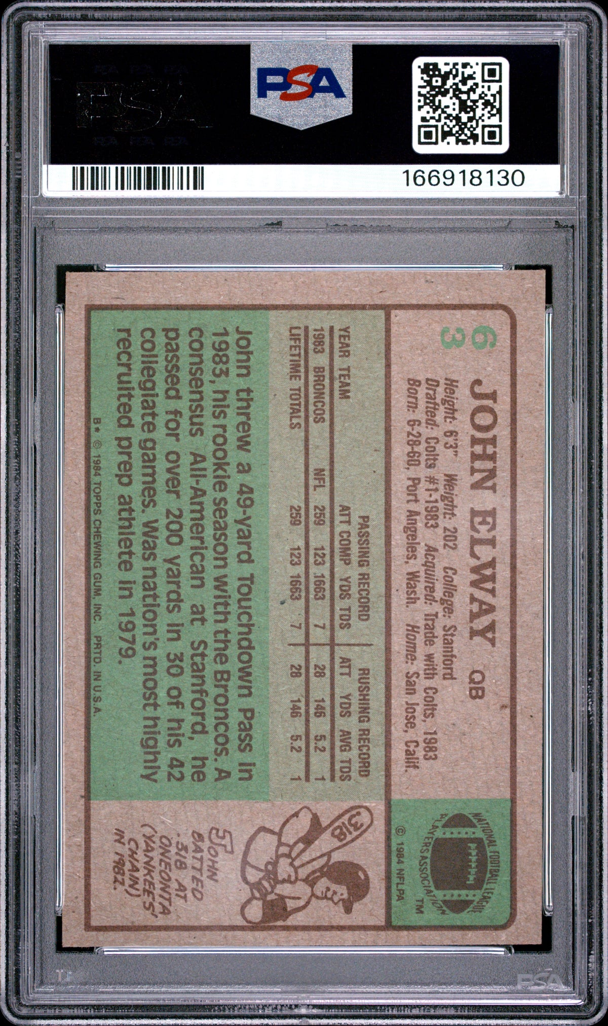 1984 Topps John Elway #63 RC PSA 5