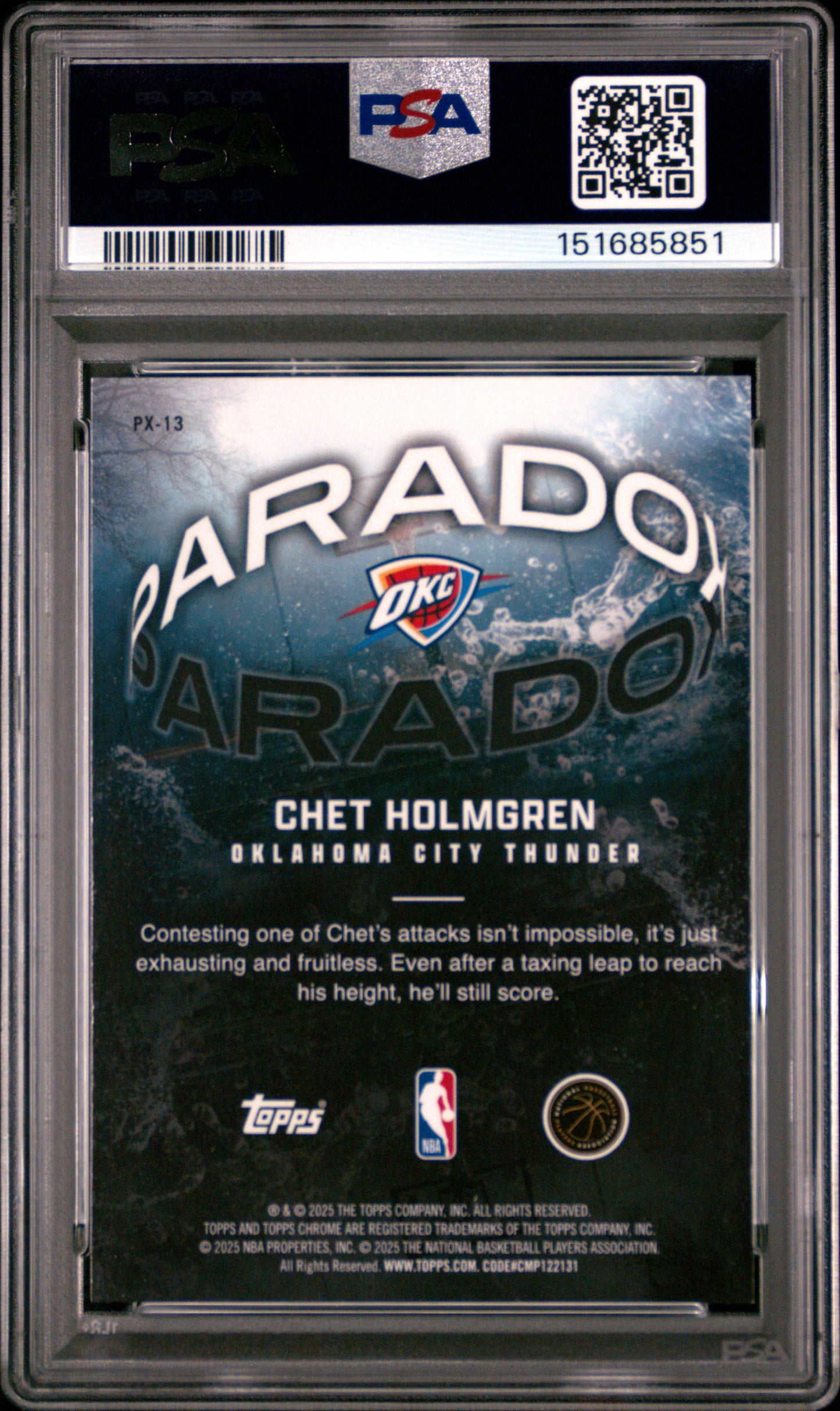 2025 Topps Chrome Paradox Chet Holmgren #PX-13 PSA 10