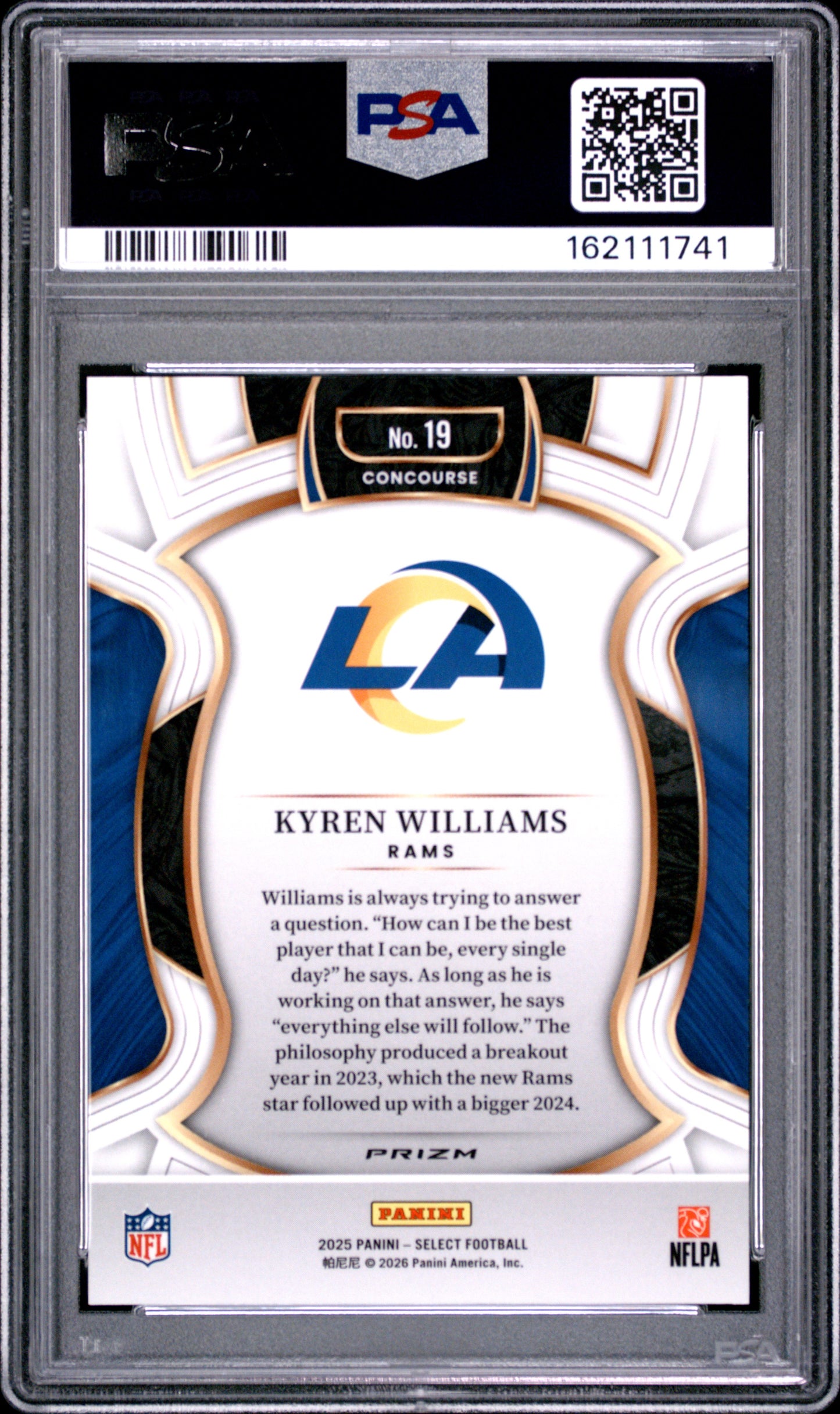 2025 Panini Select Kyren Williams #19 Zebra Shock PSA 10