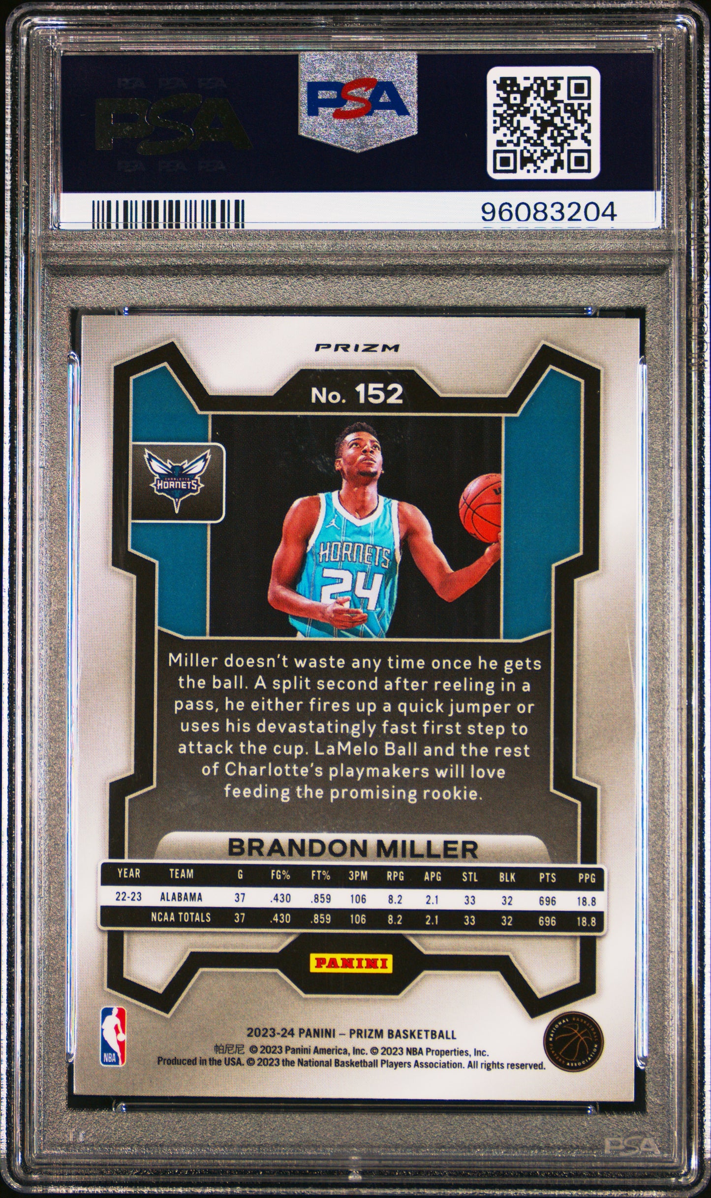 2023 Panini Prizm Brandon Miller #152 Green PSA 10