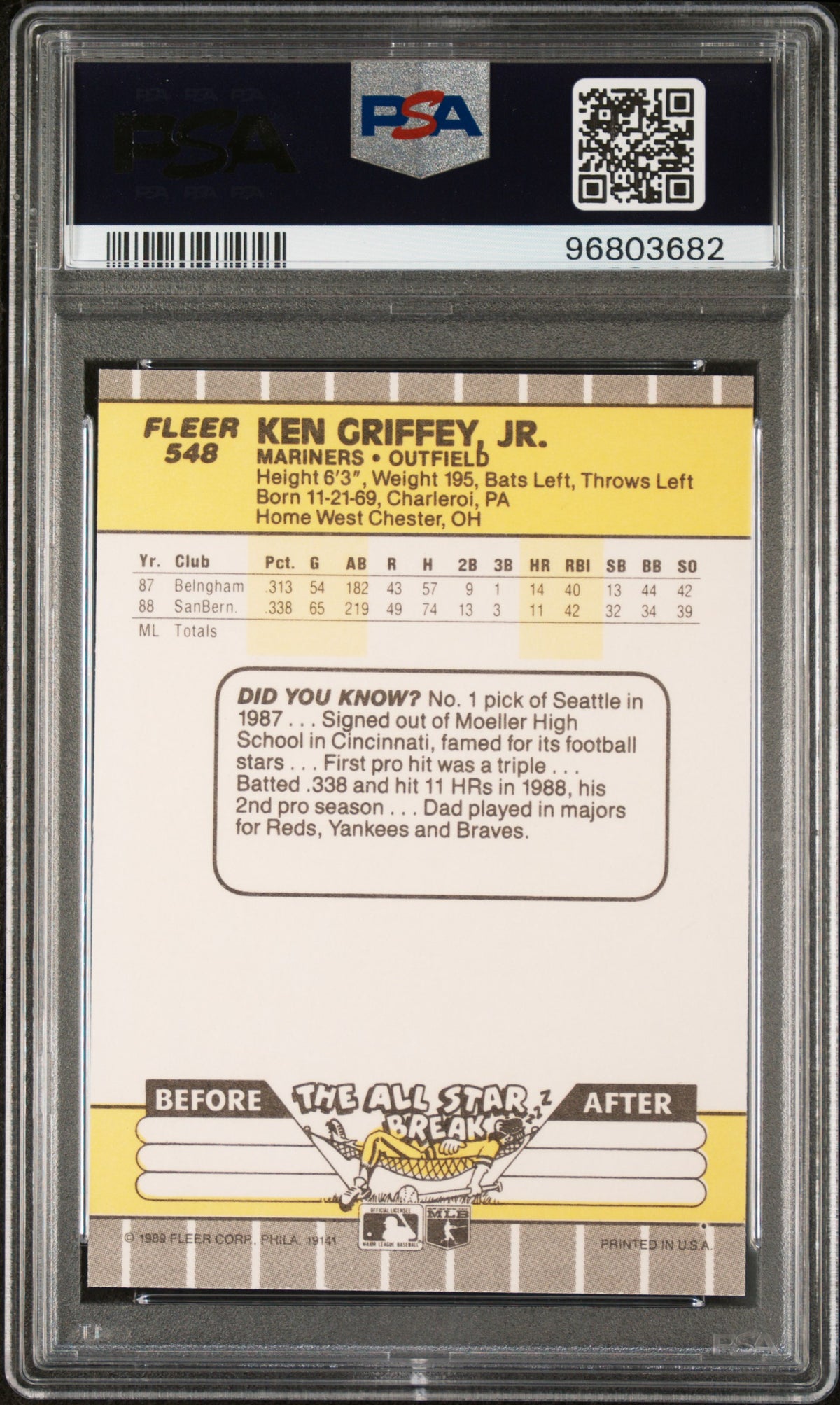 1989 Fleer Ken Griffey Jr. #548 RC PSA 9