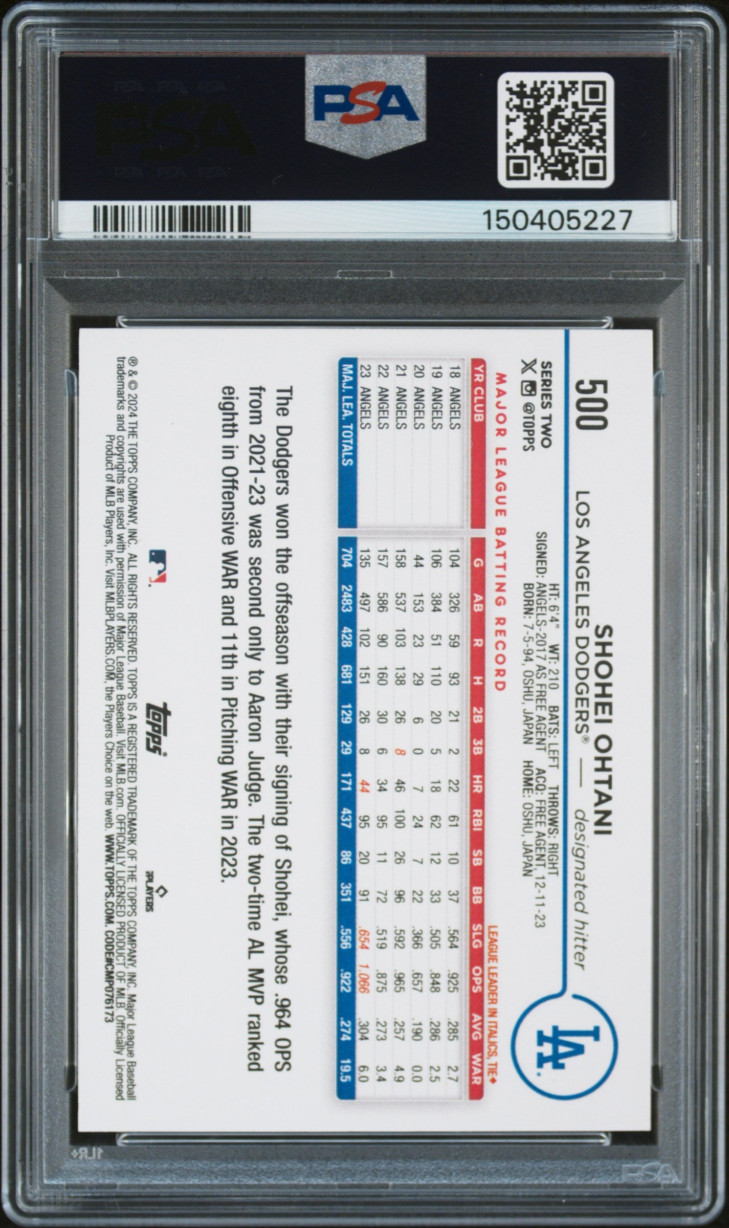 2024 Topps Shohei Ohtani #500 Yellow PSA 10