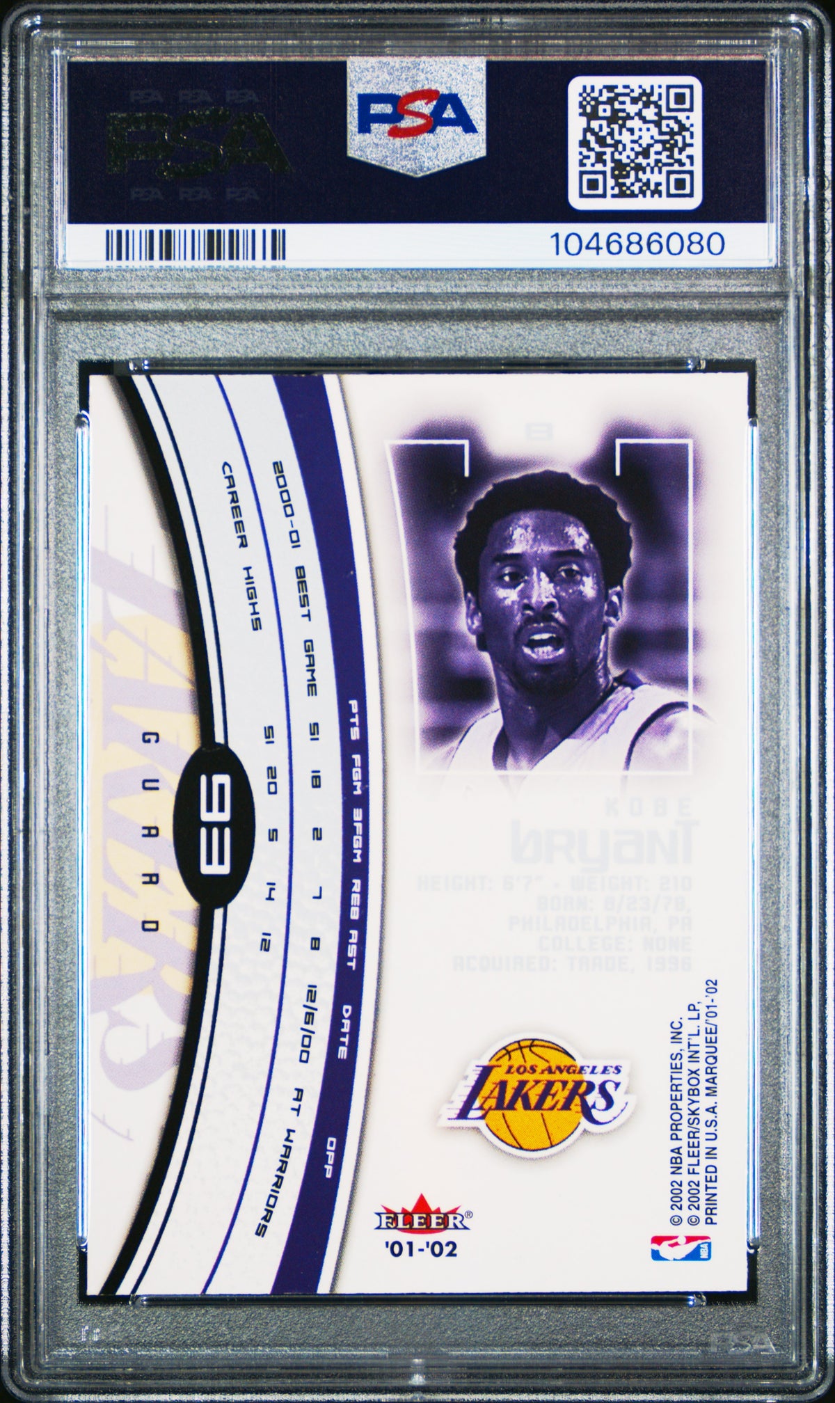 2001 Fleer Marquee Kobe Bryant #93 PSA 10