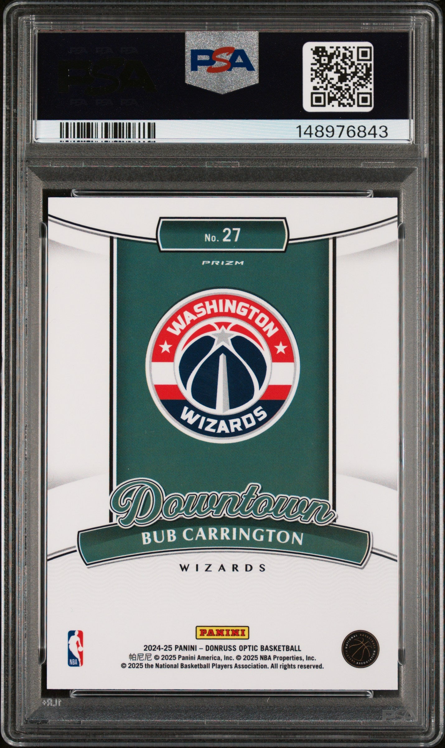 2024 Donruss Optic Downtown Bub Carrington #27 RC PSA 10