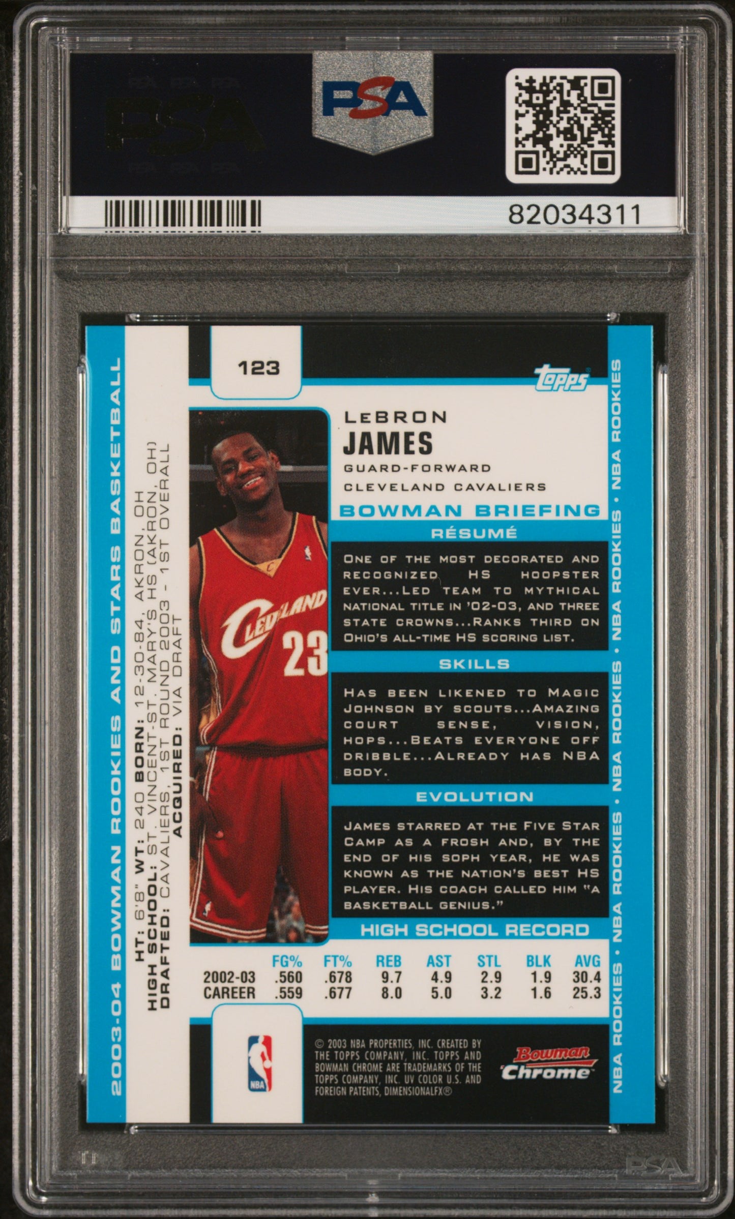 2003 Bowman Rookies & Stars LeBron James #123 Chrome PSA 10