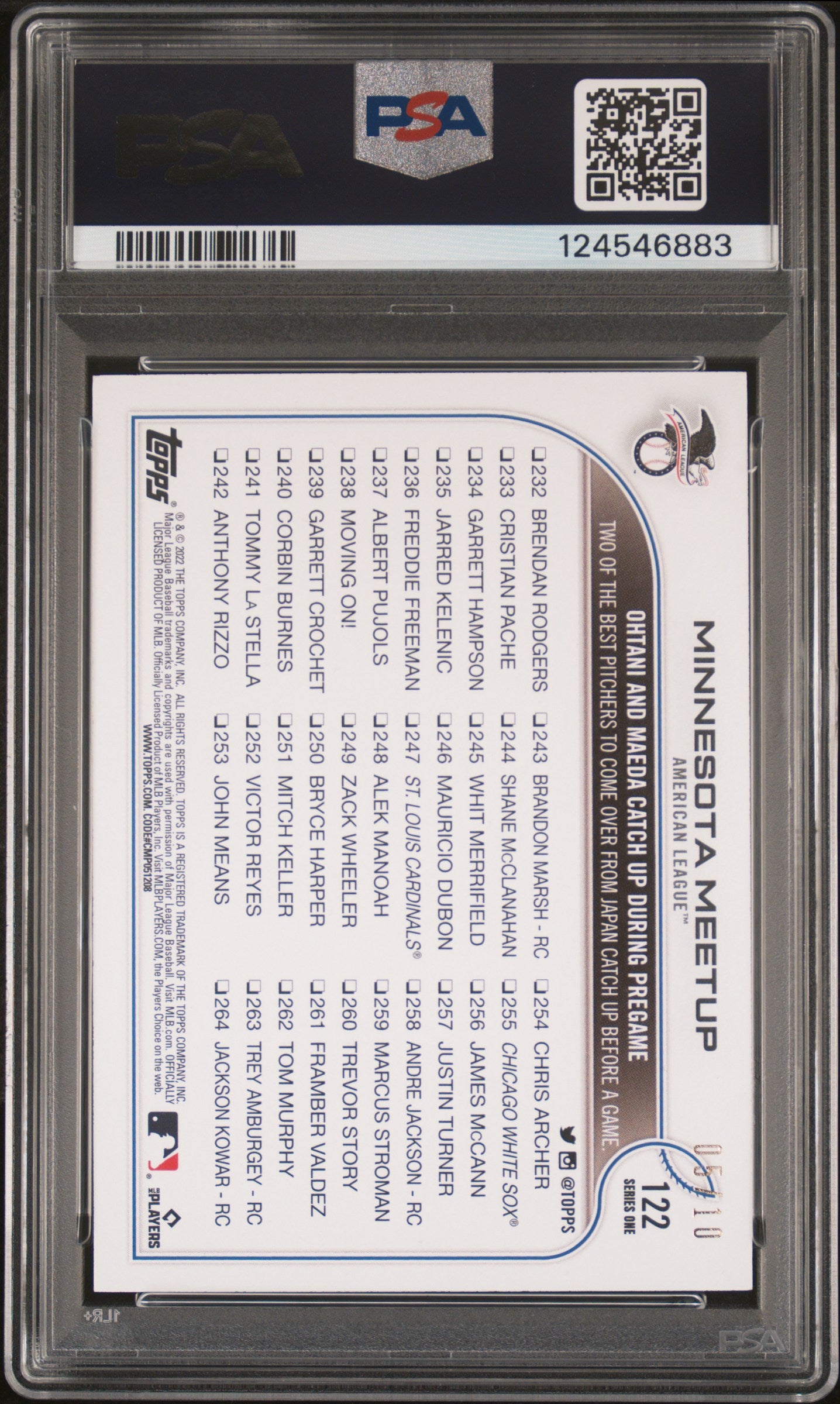 2022 Topps 1st Edition S. Ohtani K. Maeda #122 Hot Pink PSA 8