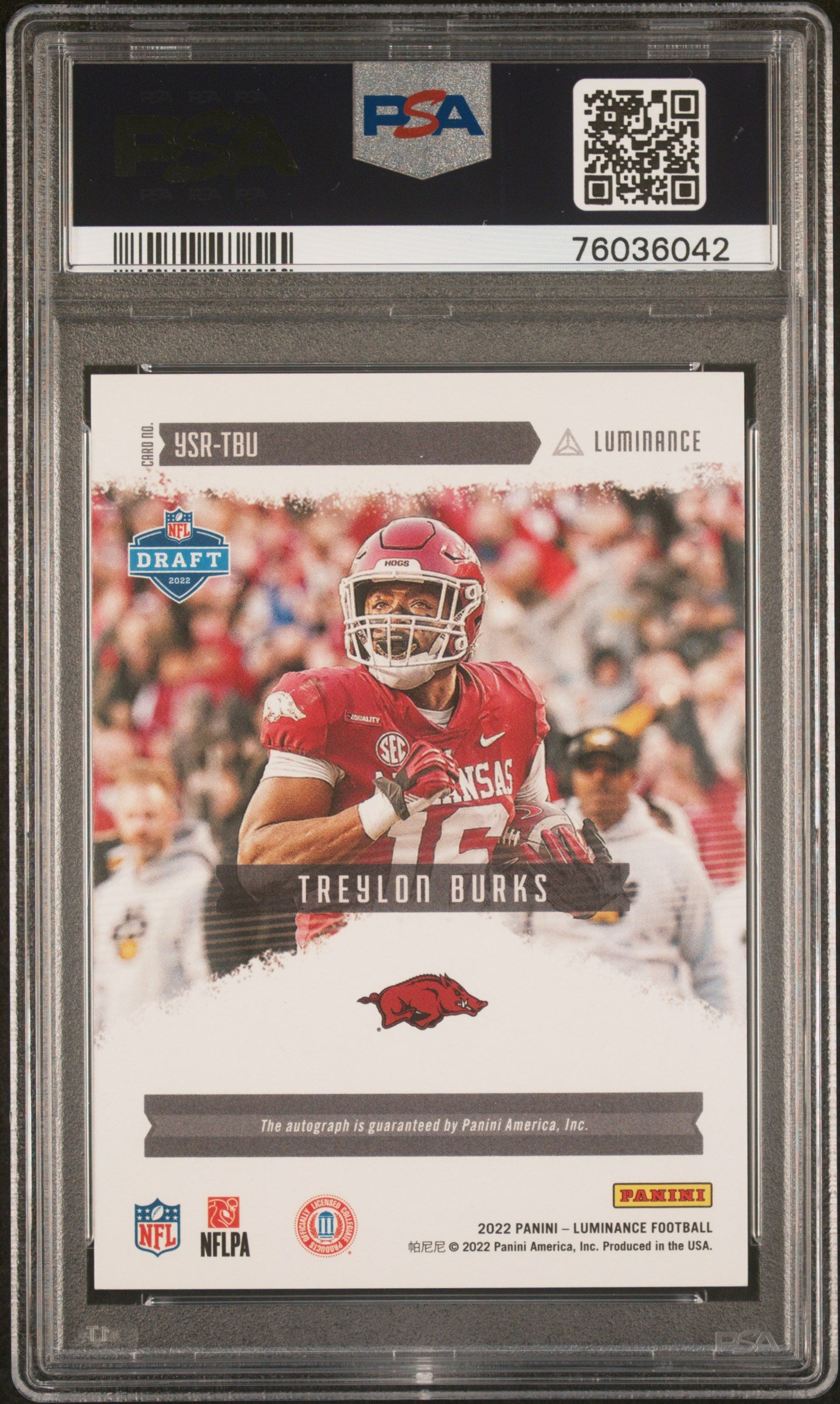 2022 Panini Luminance Year One Signatures Treylon Burks #YSRTBU RC PSA 8